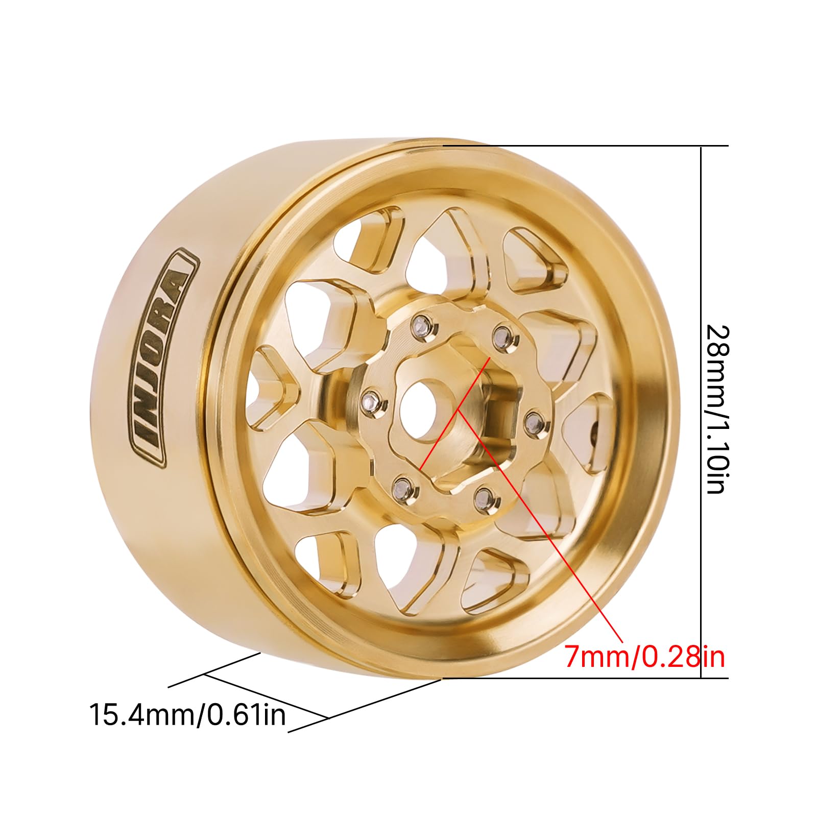 Foto 4 pulgar | Rueda Injora 1.0 Brass Beadlock para Trx4m Ascent18 Scx24 Fcx24 - Venta Internacional