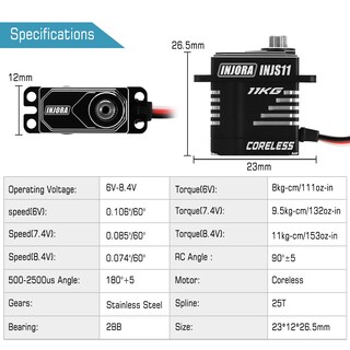 Foto 4 | Micro Servo Injora Sin Núcleo De Alto Par Para Trx4m 1/18 Rc - Venta Internacional