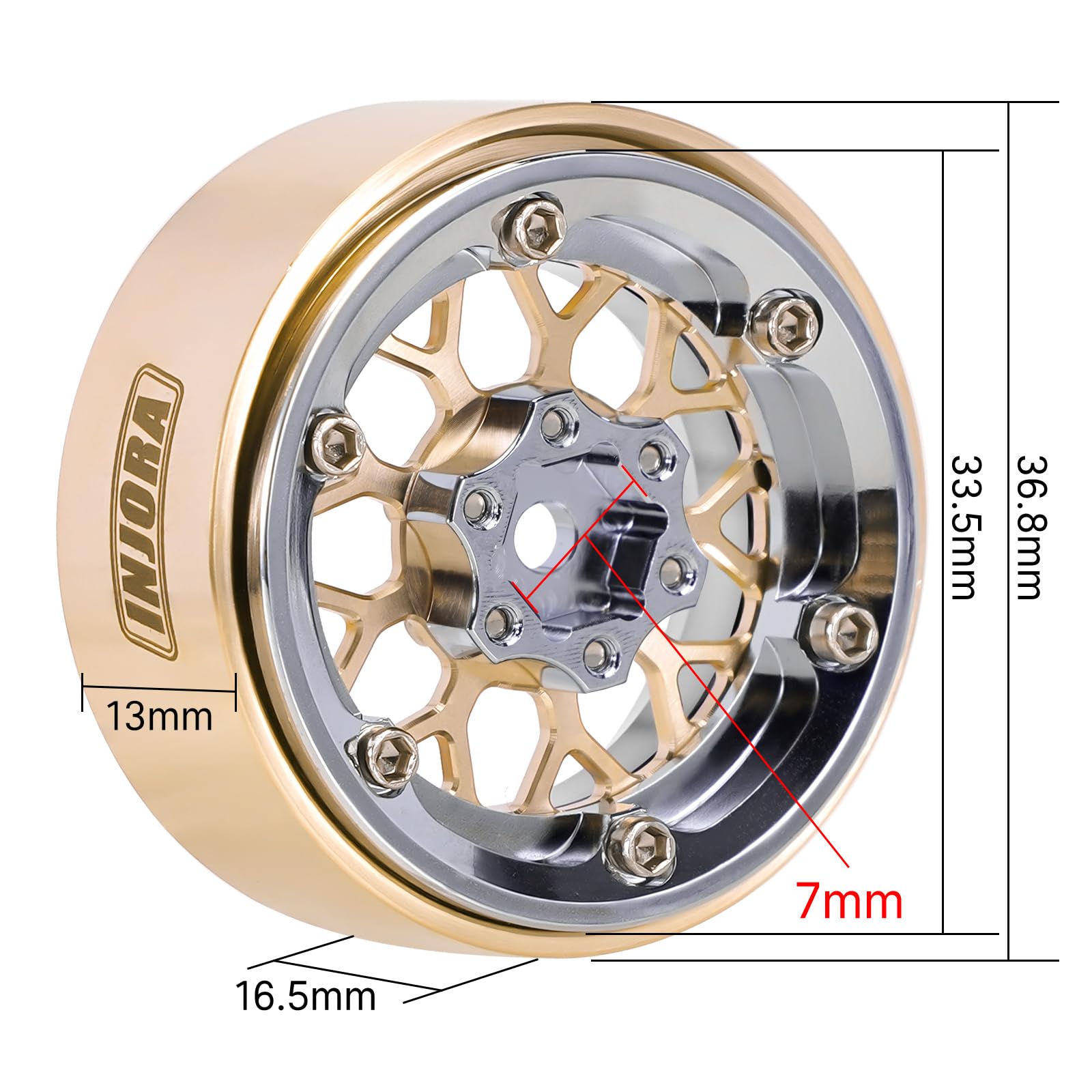 Foto 4 pulgar | Rueda Rc Injora Moduwheel 1.3 Latón y Aluminio - Venta Internacional