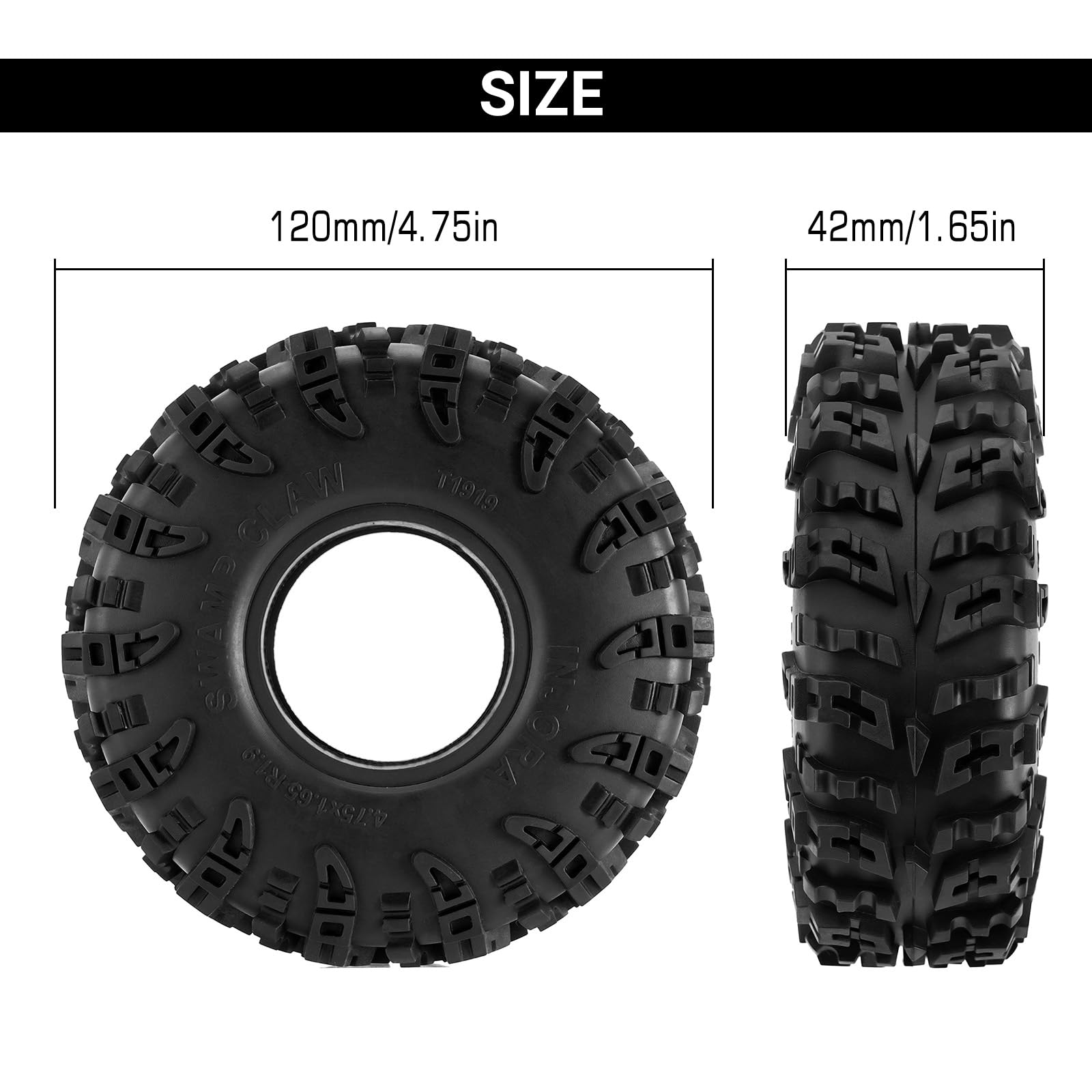 Foto 6 pulgar | Neumático Injora 1.9 S5 Swamp Claw Mud Terrain para FCX10 1/10 RC - Venta Internacional