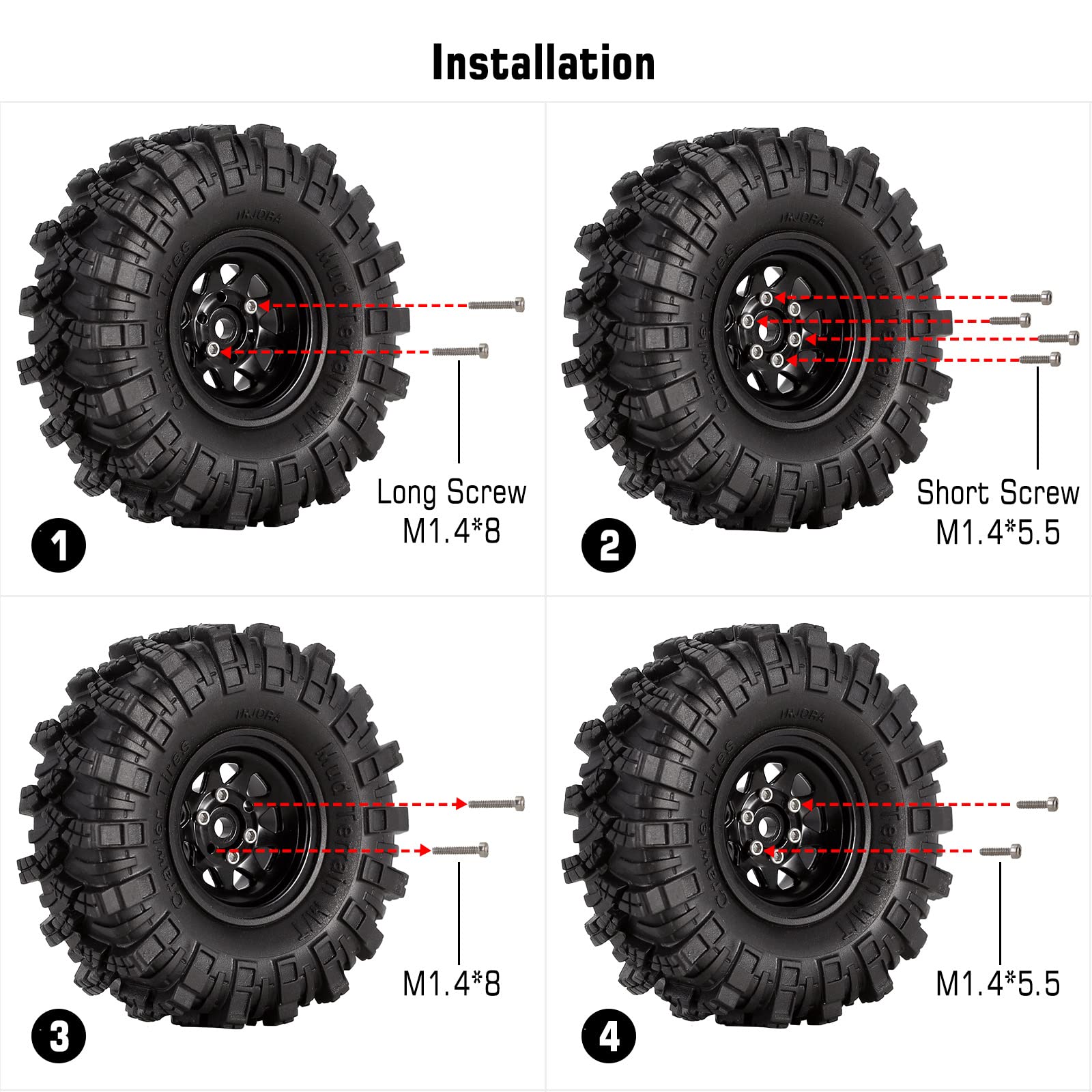 Foto 5 | Rueda Injora 1.0 Beadlock de Acero Estampado para Axial Scx24 - Venta Internacional