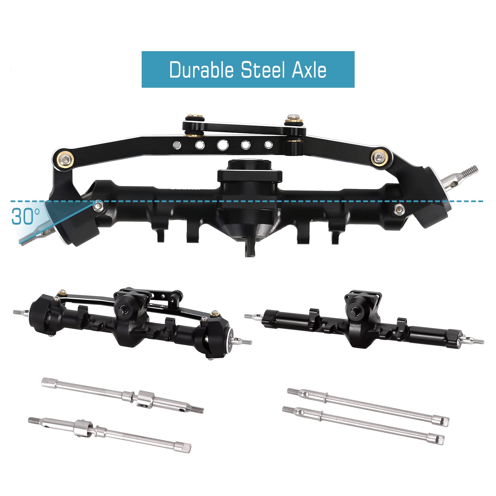 Foto 3 | Juego de Ejes De +4 Mm Extendidos Negros Para Axial Scx24 1/24 Rc Crawler - Venta Internacional