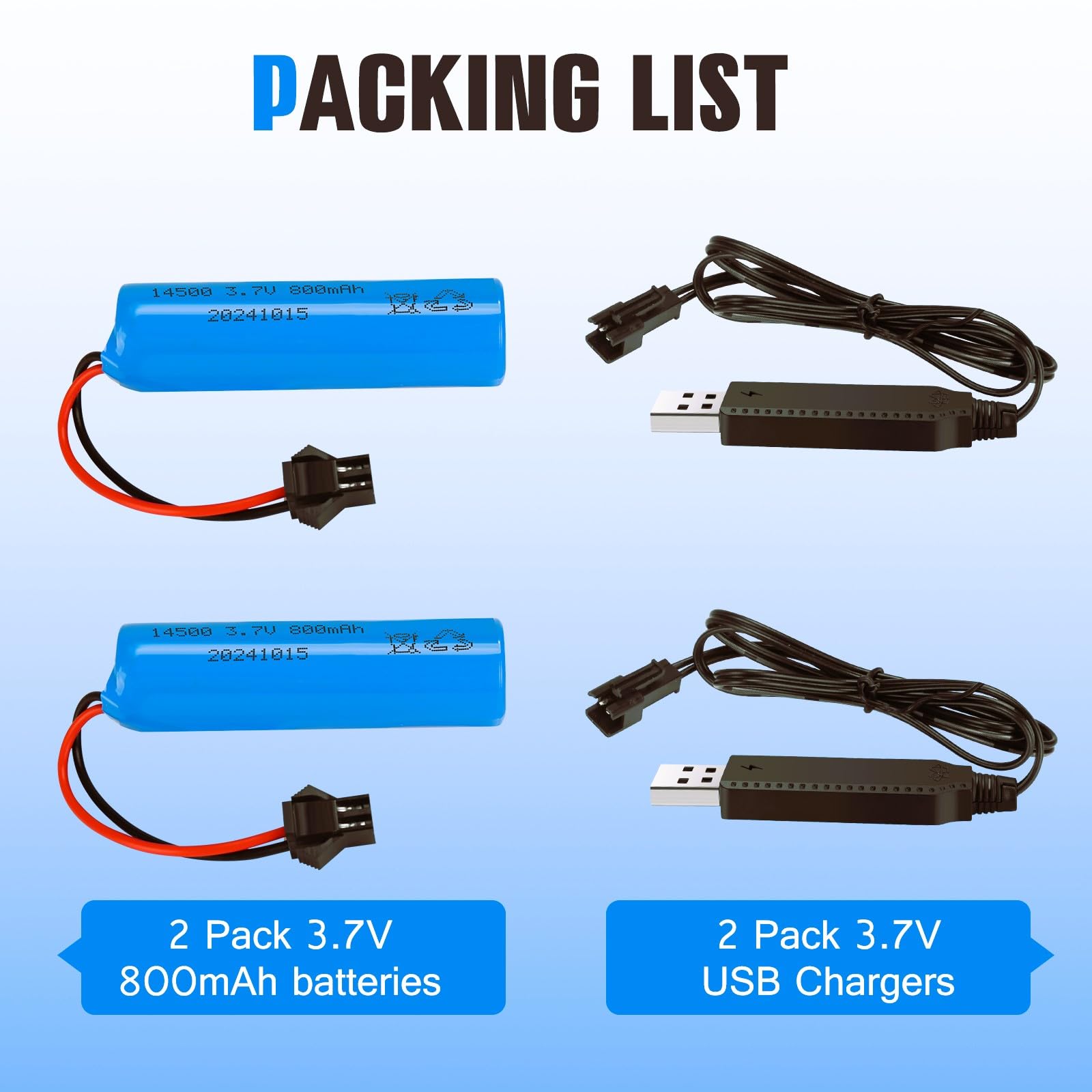 Foto 5 pulgar | Baterías Recargables De Iones De Litio De 3,7 V 800 Mah, Paquete De 2 Con Cargador - Venta Internacional.