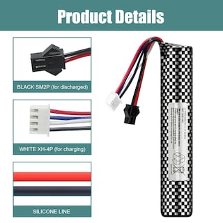Foto 3 | Batería Airsoft De 11,1 V, 2000 Mah, Conector Sm2p Con Cargador Usb - Venta Internacional.