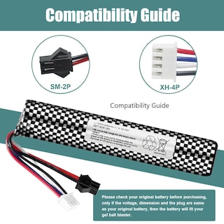 Foto 5 | Batería Airsoft De 11,1 V, 2000 Mah, Conector Sm2p Con Cargador Usb - Venta Internacional.