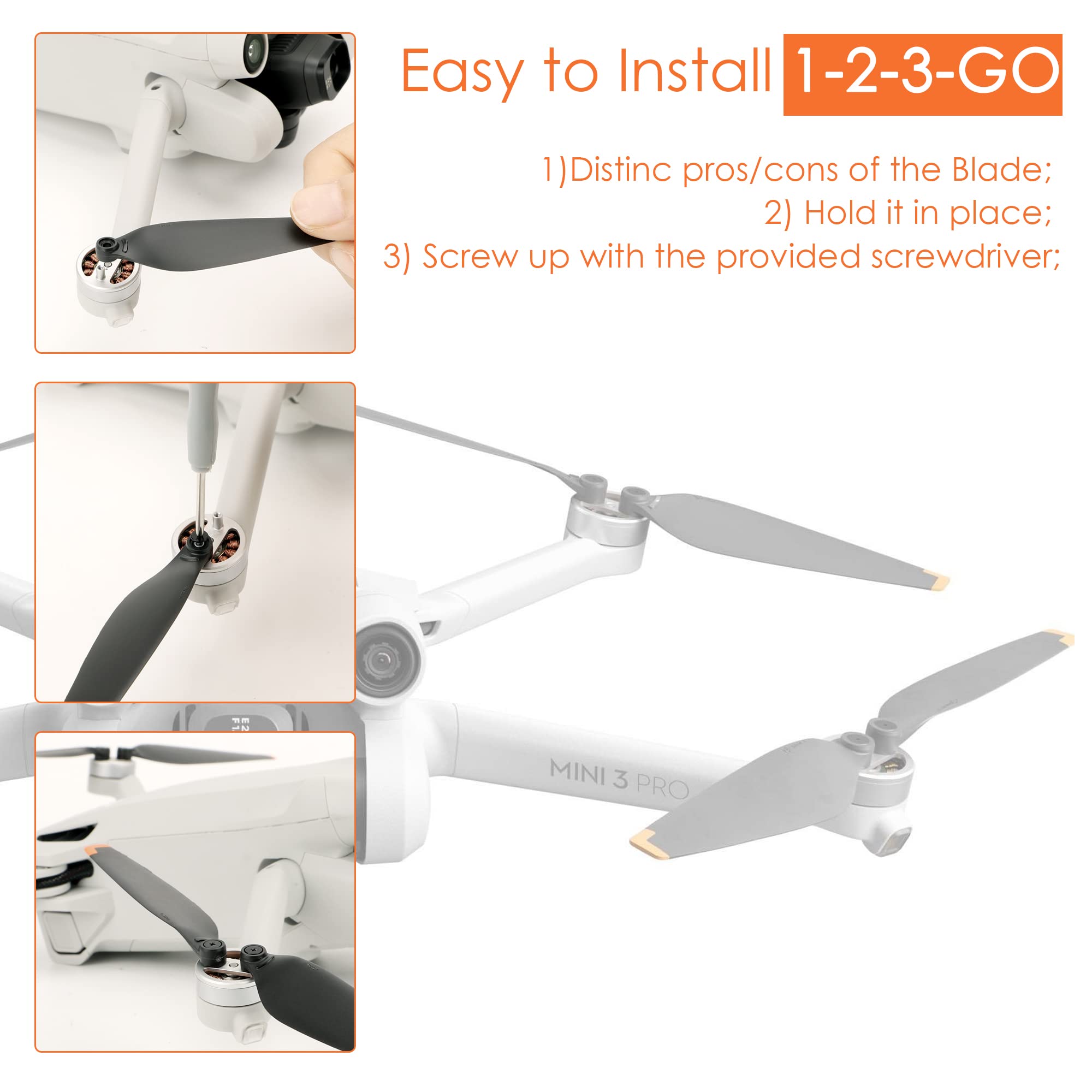 Foto 6 pulgar | Hélices Para Dji Mini 3 Pro Drone Xinanee 6030f Naranja - Venta Internacional.