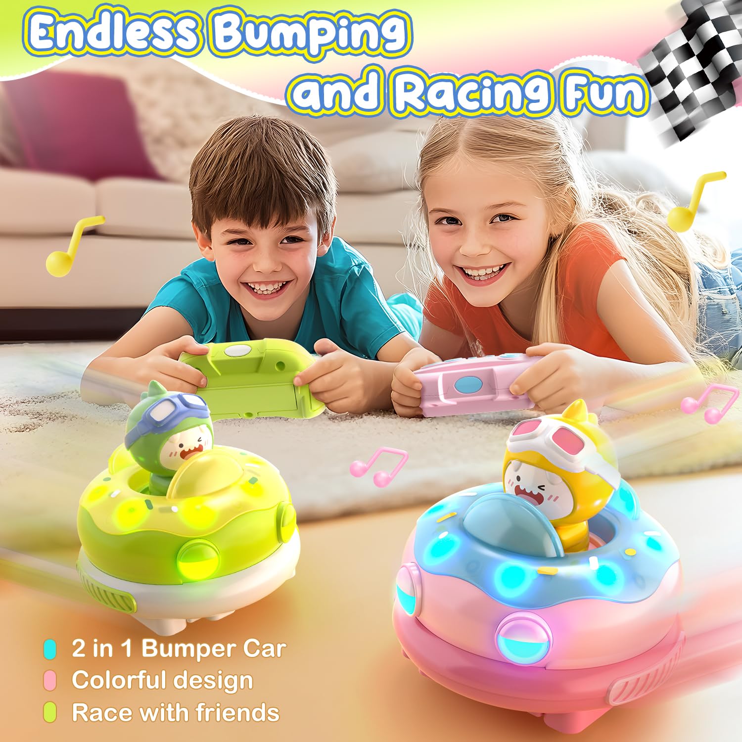 Foto 7 pulgar | Rc Bumper Car Deerc, Paquete De 2 Unidades Con Luces Led Y Música, Más De 6 Años - Venta Internacional.