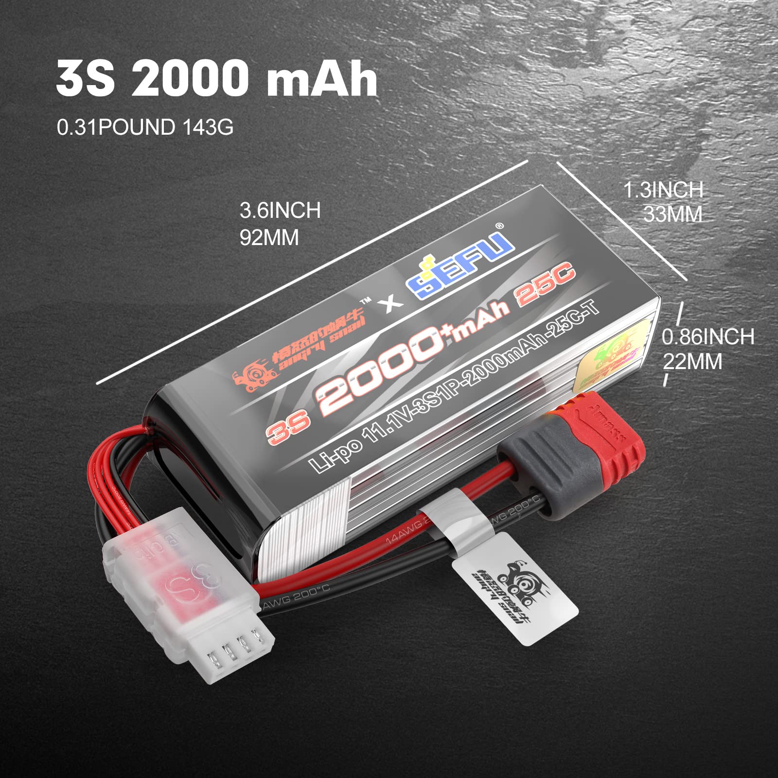 Foto 4 pulgar | Batería Hyper Go Angry Snail 3s2000, 11,1 V, 2000 Mah, 25 C, Lipo - Venta Internacional.
