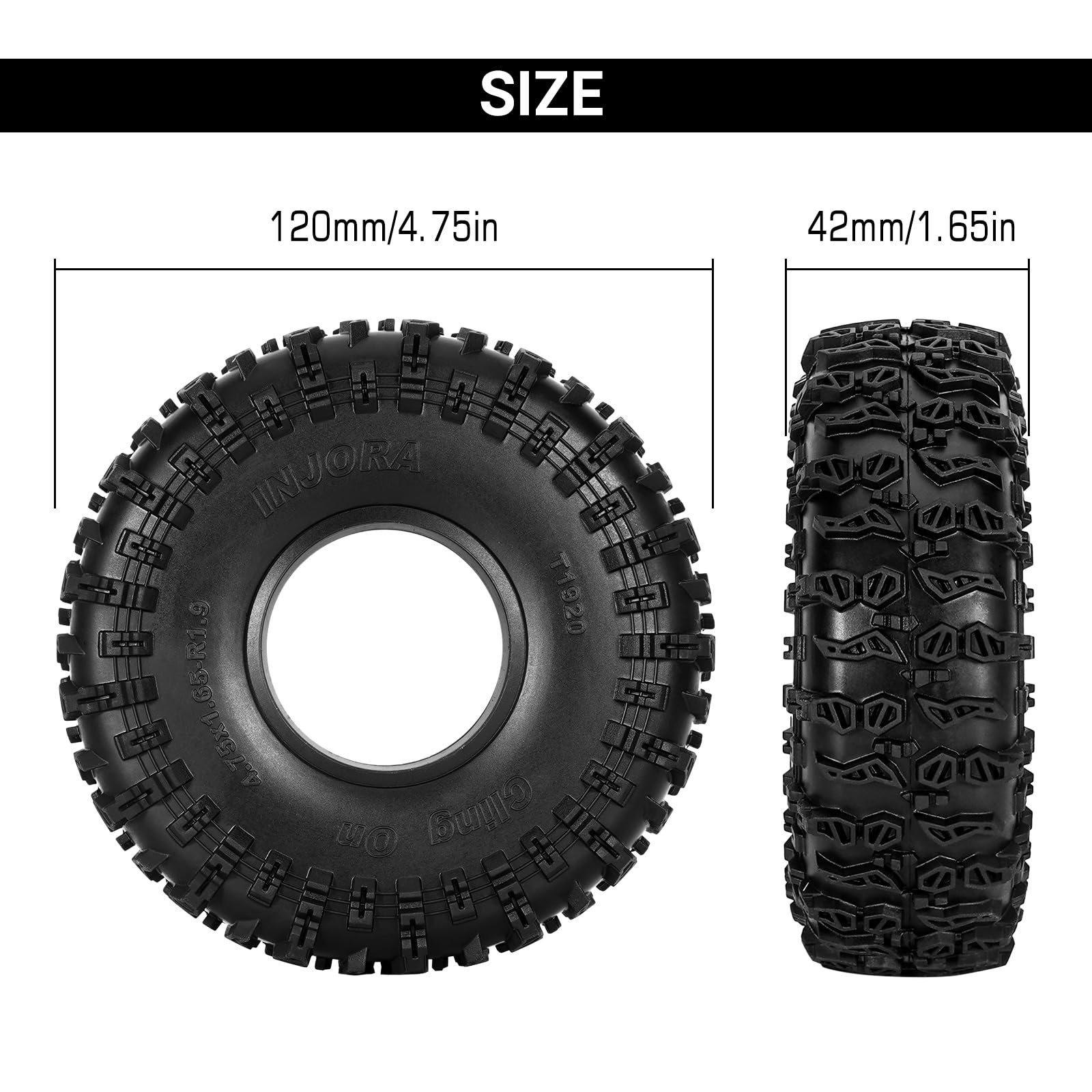 Foto 6 pulgar | Neumáticos Injora S5 1.9 Adhesivos De 120 X 42 Mm Para 1/10 Rc Crawler - Venta Internacional.