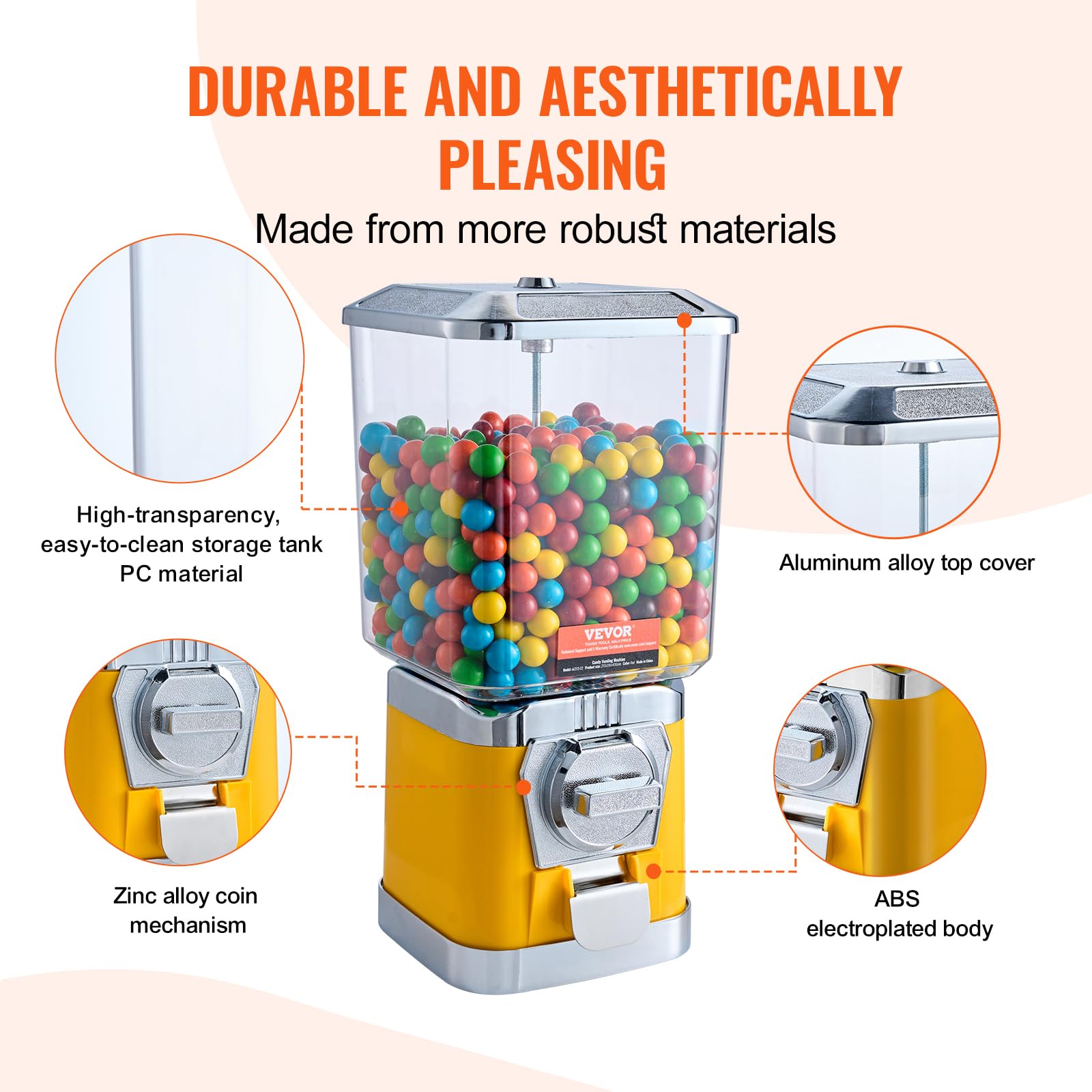 Foto 4 pulgar | Máquina Expendedora De Caramelos Vevor 17h Home Candy Vending Pc Amarilla 6,8 L - Venta Internacional.