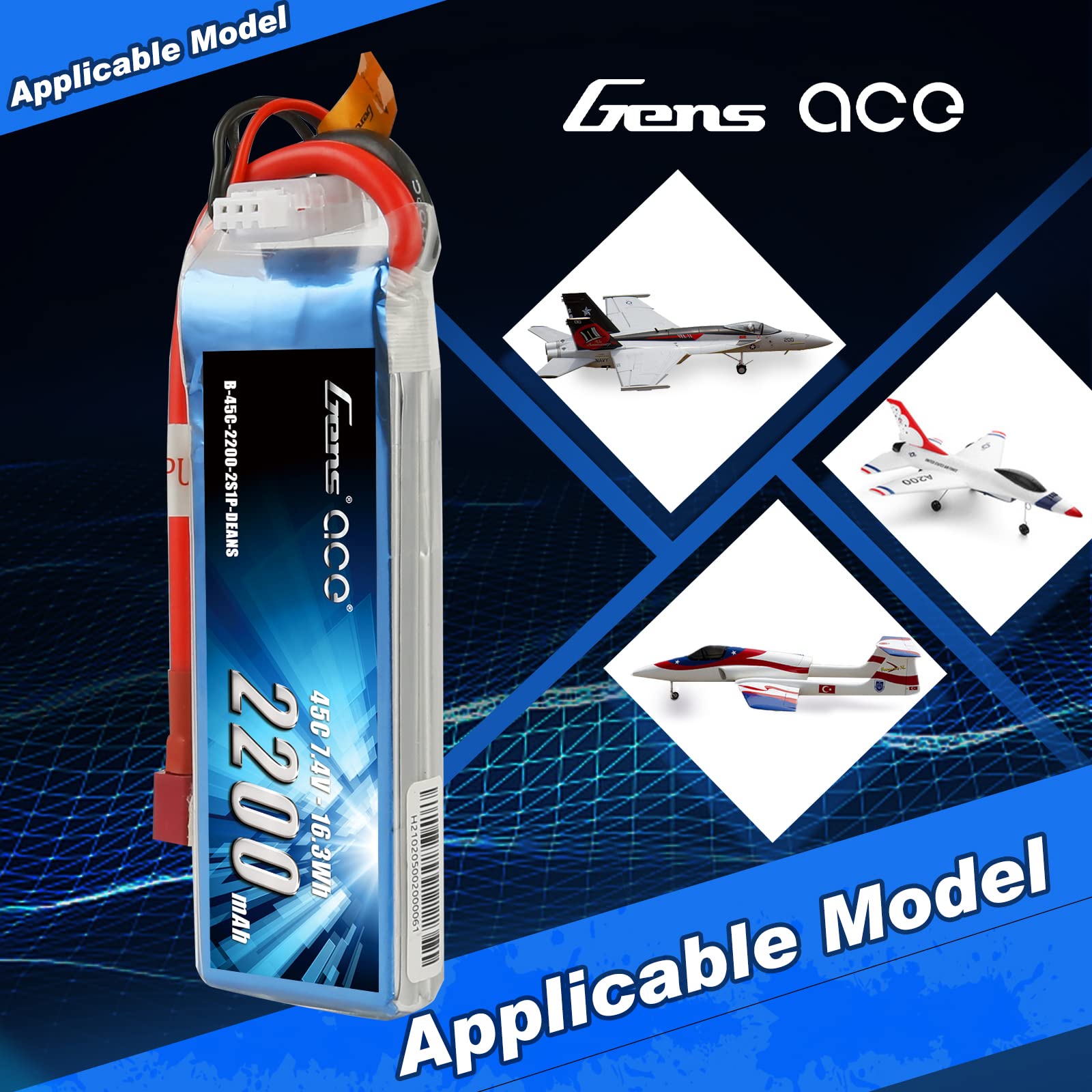 Foto 6 pulgar | Batería Lipo Gens Ace De 7 4 V  2200 Mah  2 S  45 V  Con Conector Dean - Venta Internacional.
