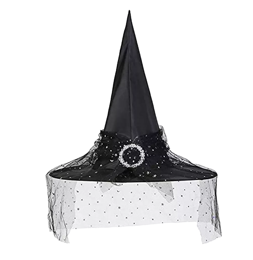 Sombrero Bruja De Halloween Velo Cosplay Accesorios Disfraz Negro