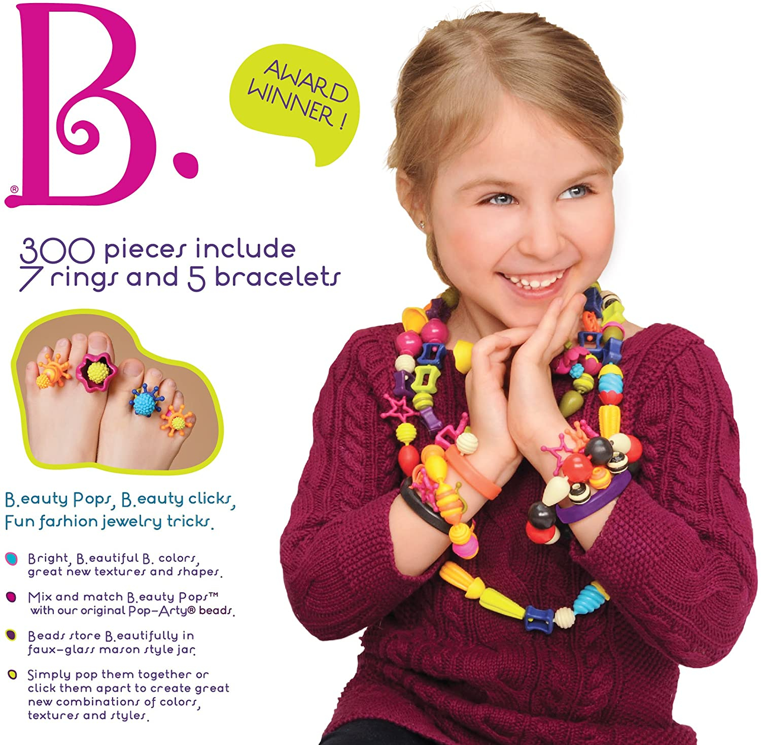 Foto 3 pulgar | Venta Internacional - Set de Joyas B. Toys Pop Snap Bead 300 Piezas