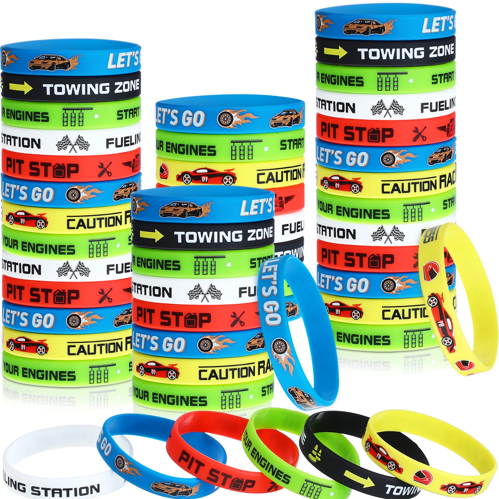 Foto 2 pulgar | Pulseras De Goma Party Favors Skylety Race Cars (paquete De 48) - Venta Internacional.