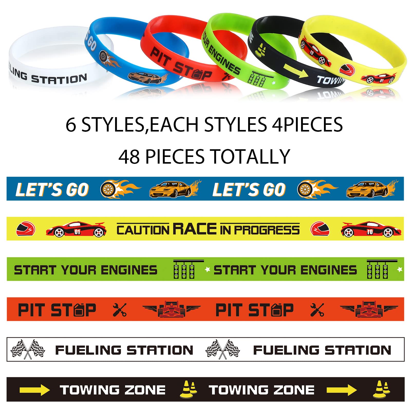 Foto 2 | Pulseras De Goma Party Favors Skylety Race Cars (paquete De 48) - Venta Internacional.