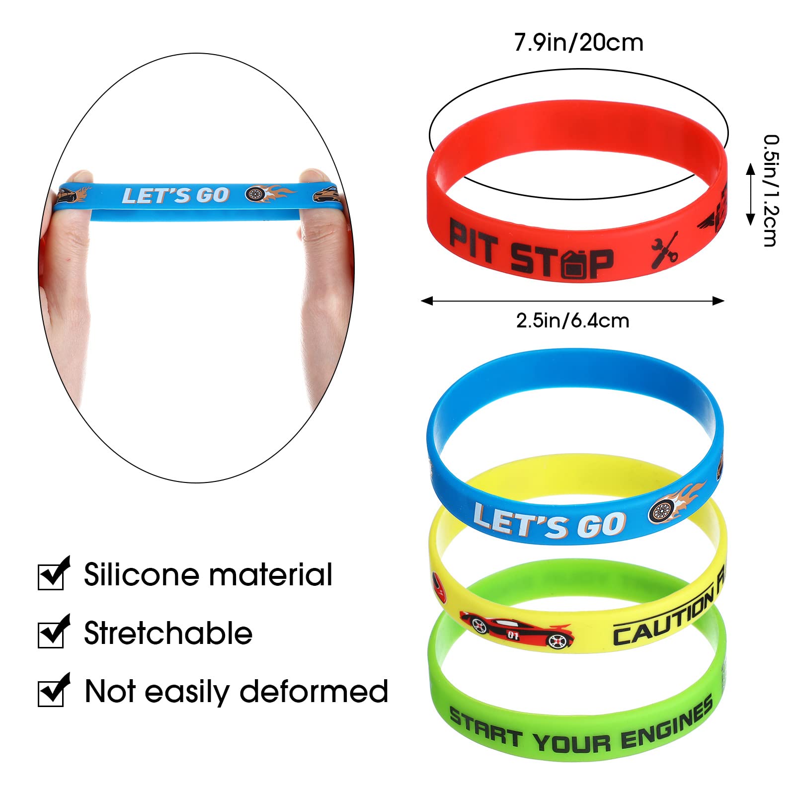 Foto 3 | Pulseras De Goma Party Favors Skylety Race Cars (paquete De 48) - Venta Internacional.