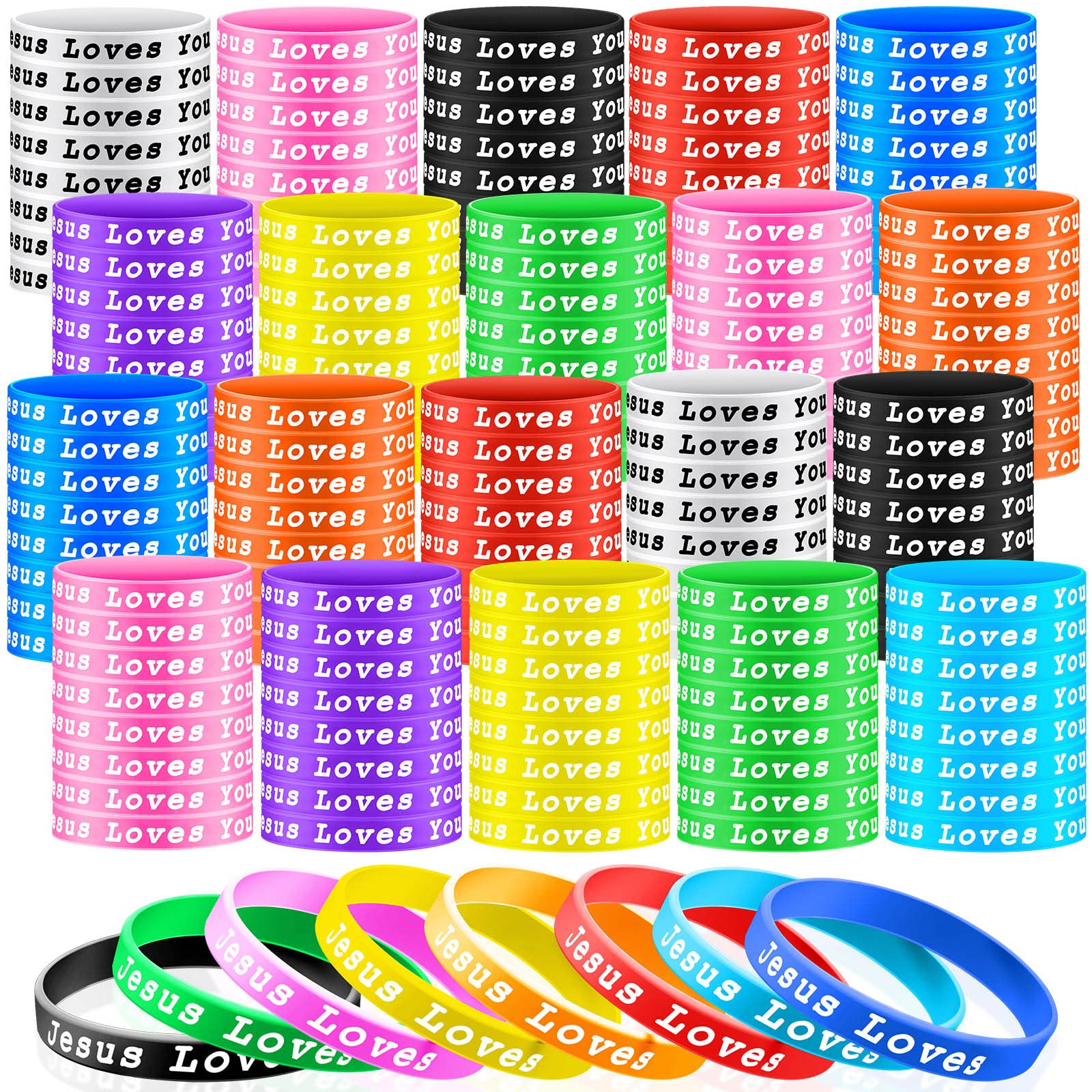 Pulseras de Silicona Skylety Jesus Loves You para Niños 30 Piezas - Venta Internacional