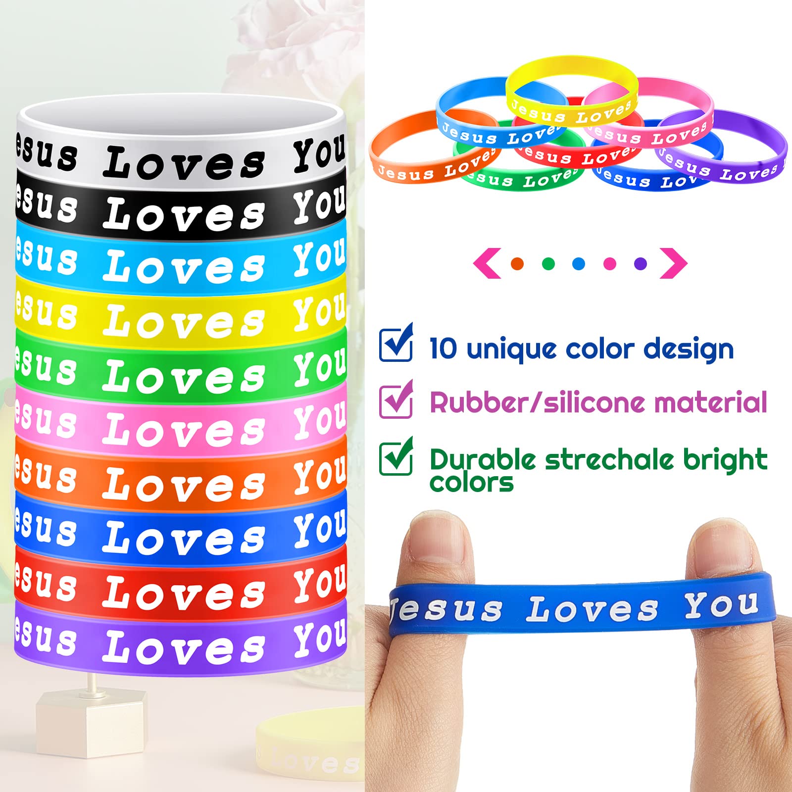 Foto 3 | Pulseras de Silicona Skylety Jesus Loves You para Niños 30 Piezas - Venta Internacional
