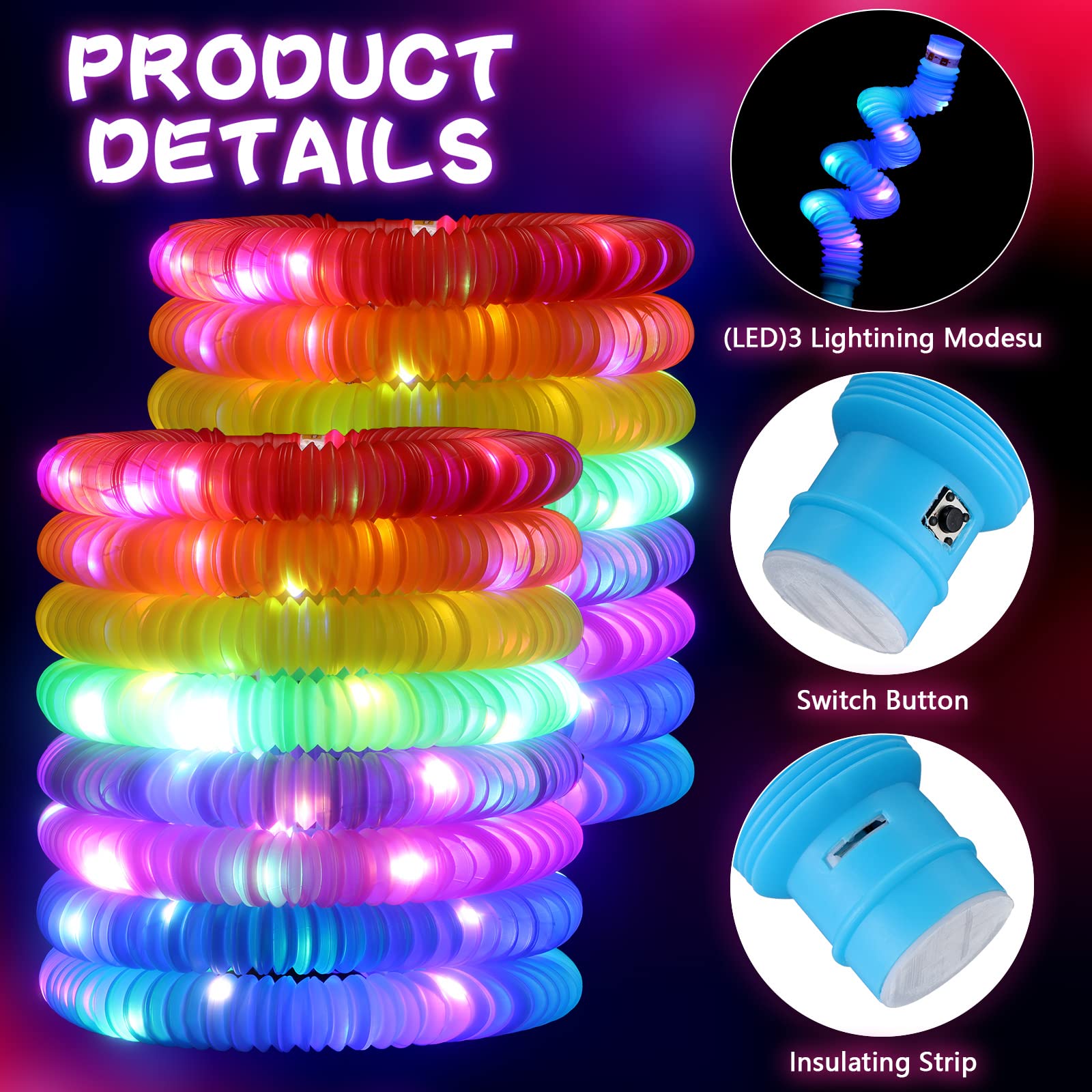 Foto 4 pulgar | Juguetes Sensoriales Led Glow Sticks Sratte Para Autismo, 48 Unidades - Venta Internacional.