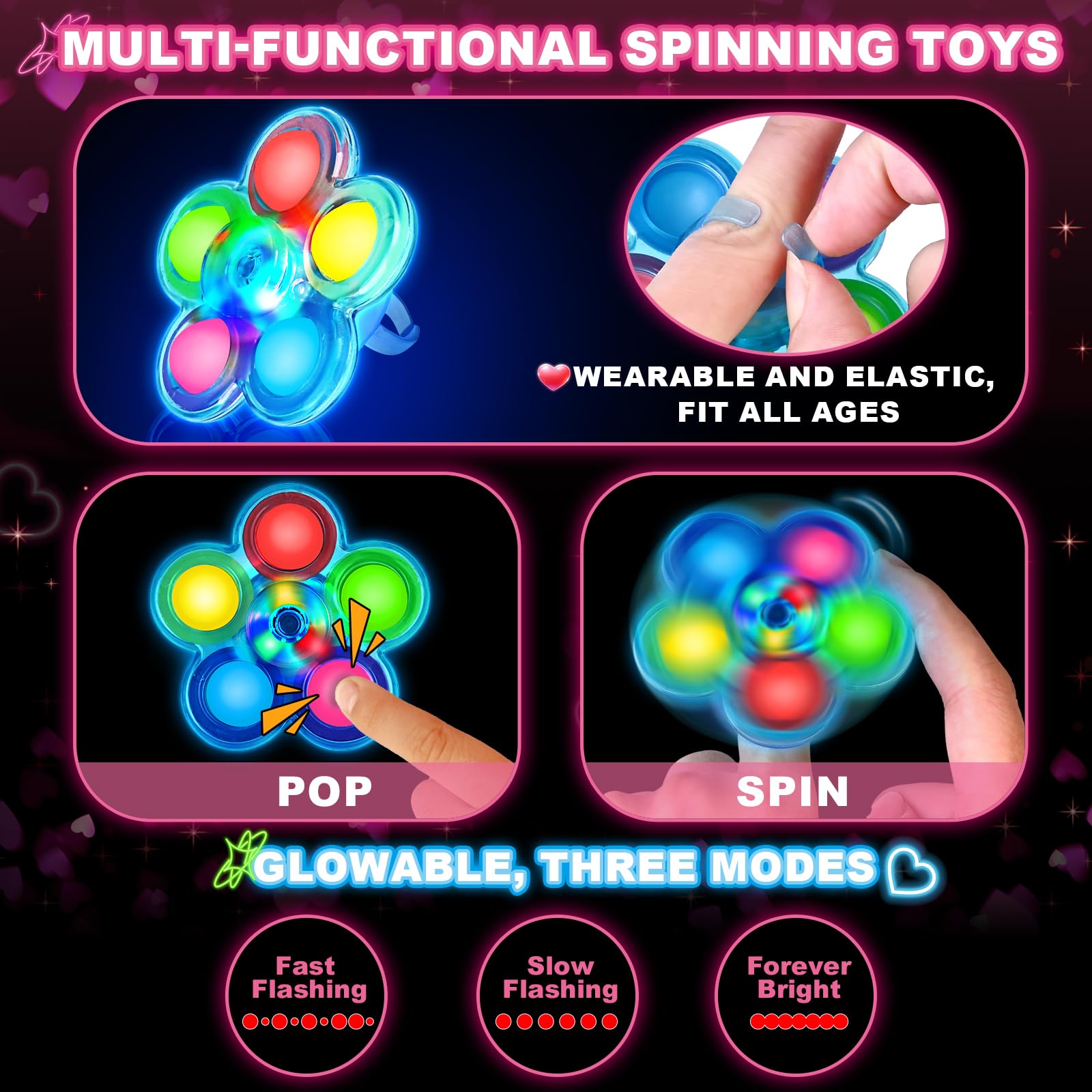 Foto 4 pulgar | Fidget Spinners Aurotops Light Up, Paquete De 24 Tarjetas De San Valentín - Venta Internacional.