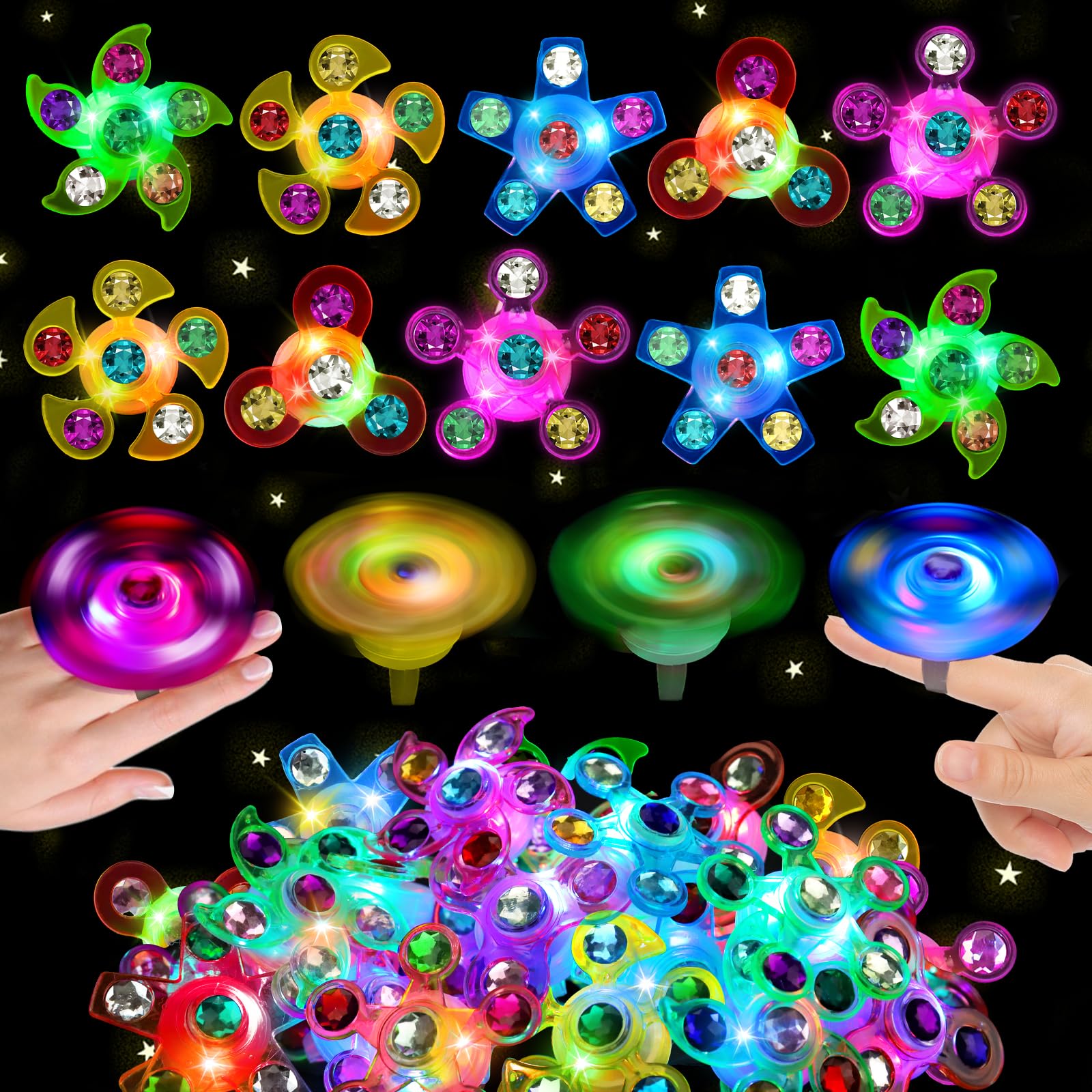 Foto 2 pulgar | Anillos Fidget Spinner Con Luz Led, Regalos De Fiesta Para Niños - Venta Internacional.