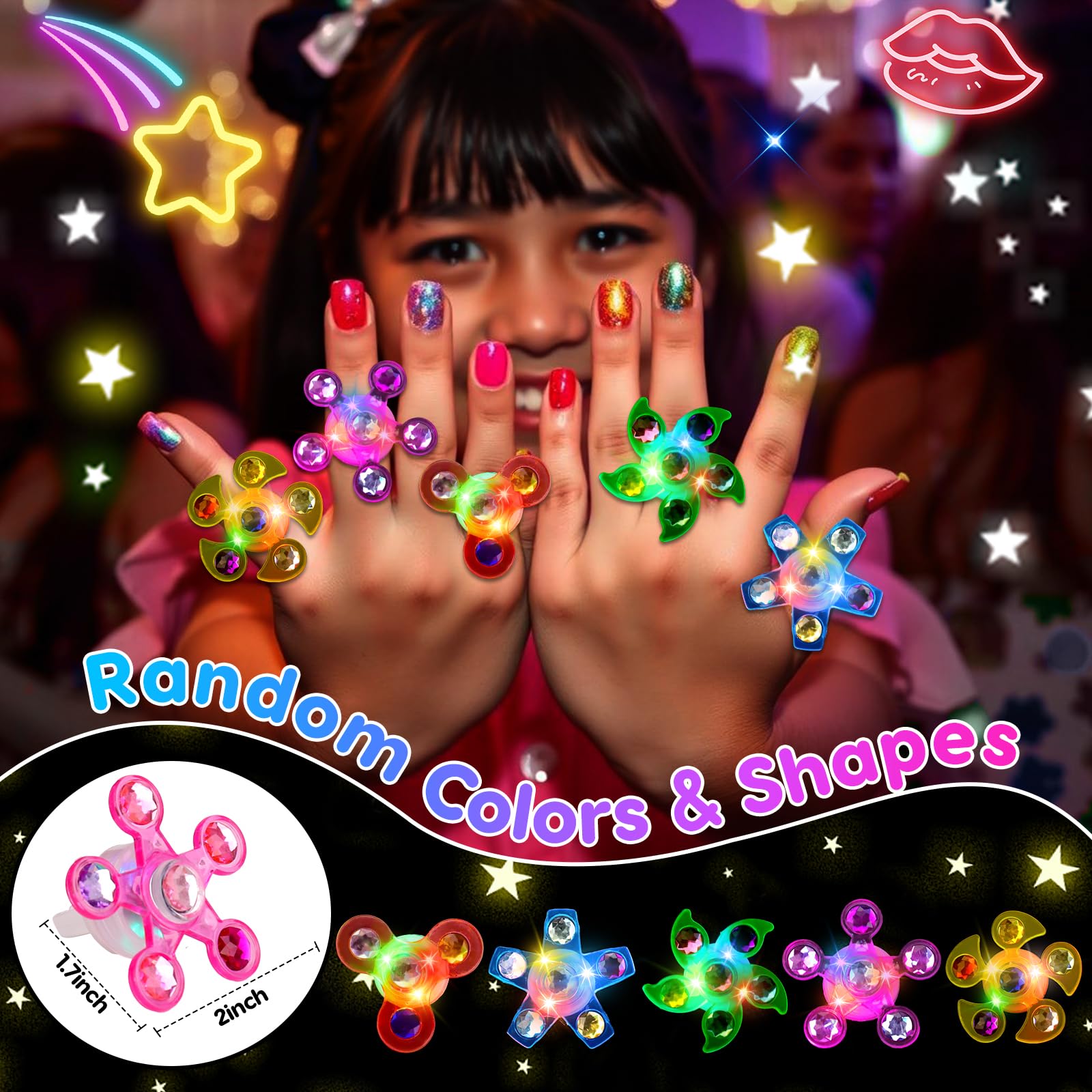 Foto 3 pulgar | Anillos Fidget Spinner Con Luz Led, Regalos De Fiesta Para Niños - Venta Internacional.