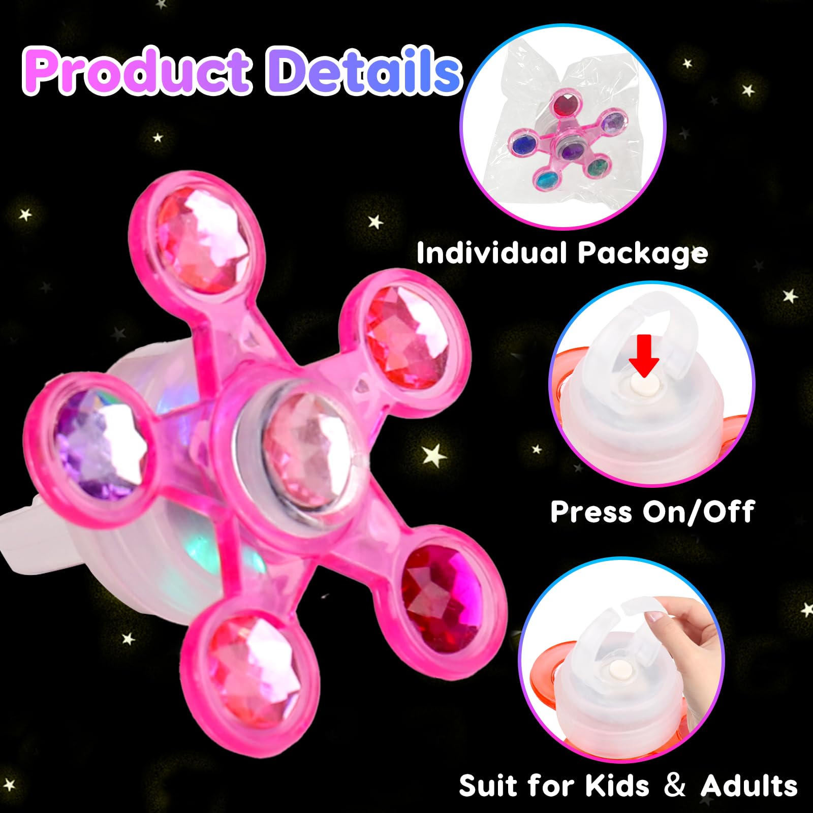Foto 8 pulgar | Anillos Fidget Spinner Con Luz Led, Regalos De Fiesta Para Niños - Venta Internacional.