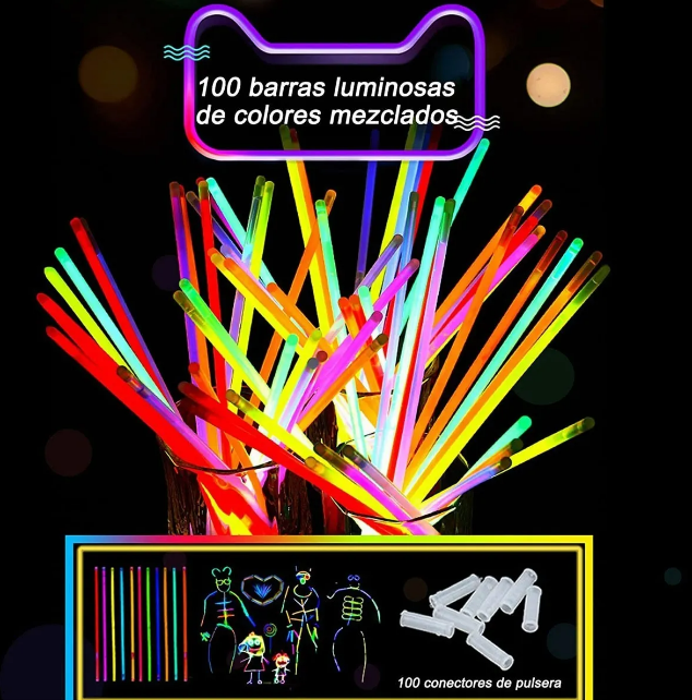 Foto 4 pulgar | 100 Xtellar Pulseras Neón Fosforescente Glow Stick Fiestas Eventos