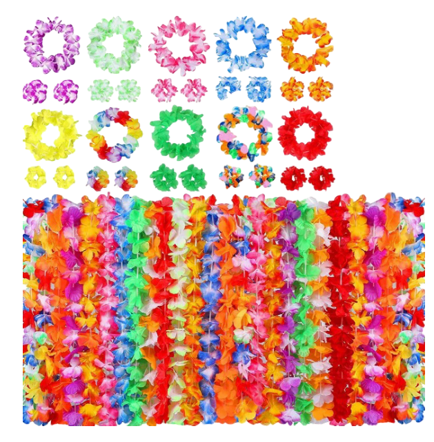 40 Xtellar Piezas Collaresy Pulseras Hawaiano Flores Para Fiestas (10 Collares + 20 Culseras + 10 Diademas)