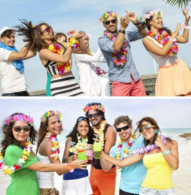 Foto 4 | 40 Xtellar Piezas Collaresy Pulseras Hawaiano Flores Para Fiestas (10 Collares + 20 Culseras + 10 Diademas)