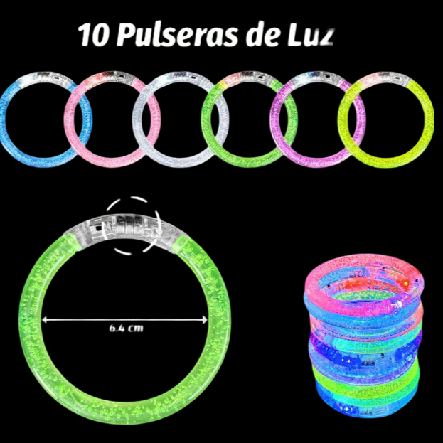 Foto 3 | Kit Xtellar 10 Pulsera Luminosa Plástico Colores Luz Led Fiesta Boda Color Multicolor