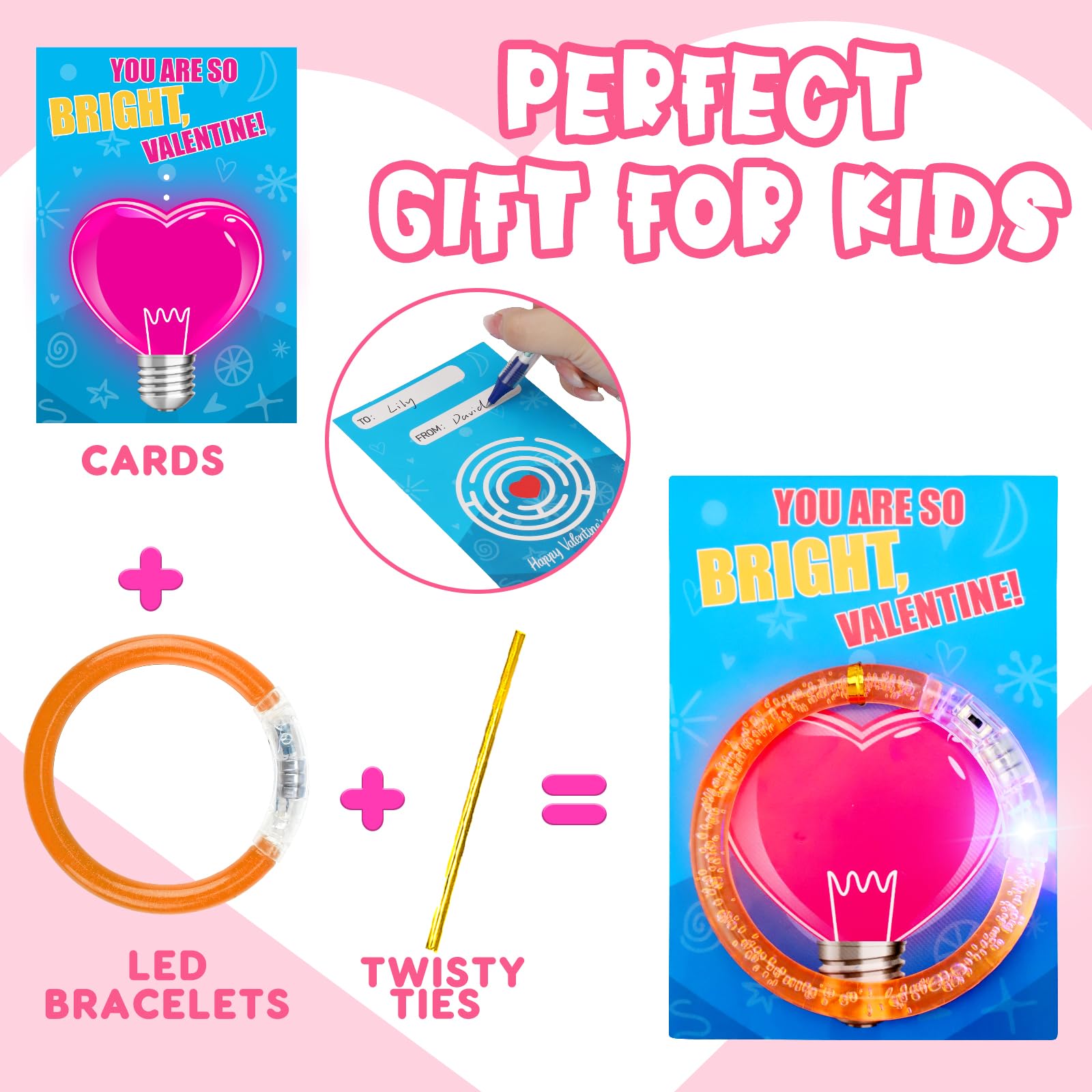Foto 4 pulgar | Pulseras Led Thremhoo Que Brillan En La Oscuridad Para Niños De San Valentín - Venta Internacional.