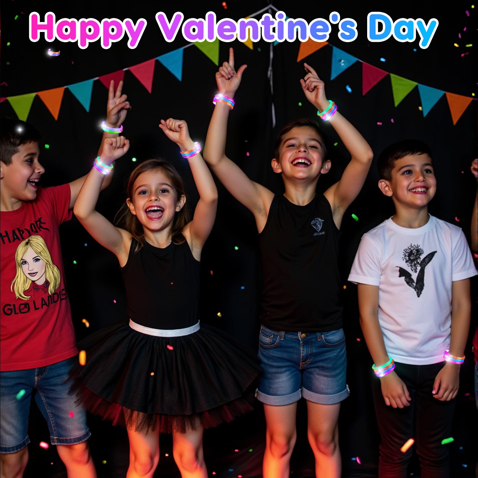 Foto 6 pulgar | Pulseras Led Thremhoo Que Brillan En La Oscuridad Para Niños De San Valentín - Venta Internacional.