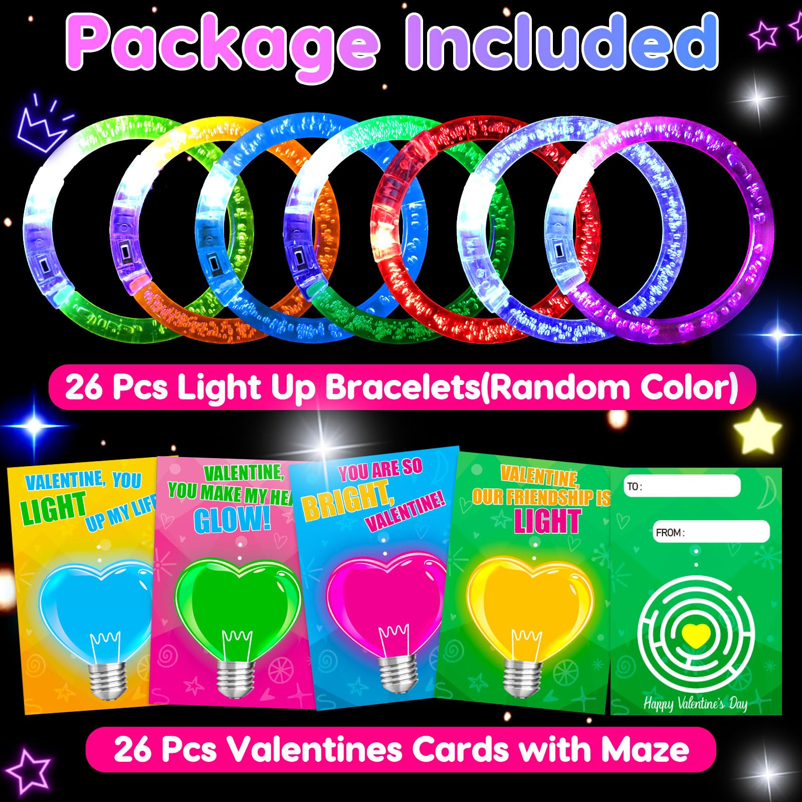 Foto 6 | Pulseras Led Thremhoo Que Brillan En La Oscuridad Para Niños De San Valentín - Venta Internacional.