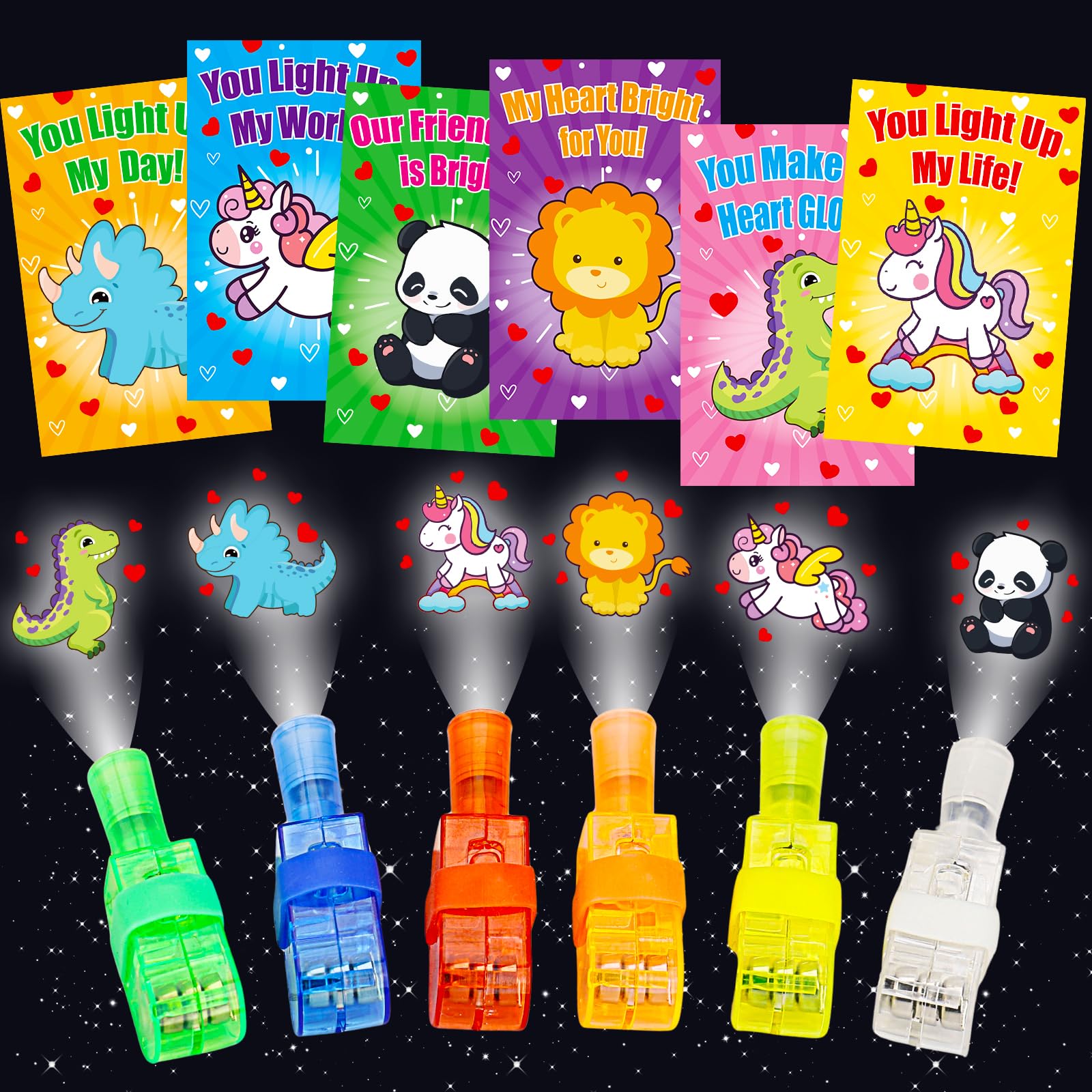 Foto 1 | Luces Led Con Dedos Augtoy, Tarjetas De San Valentín Para Niños, 28 Unidades - Venta Internacional.