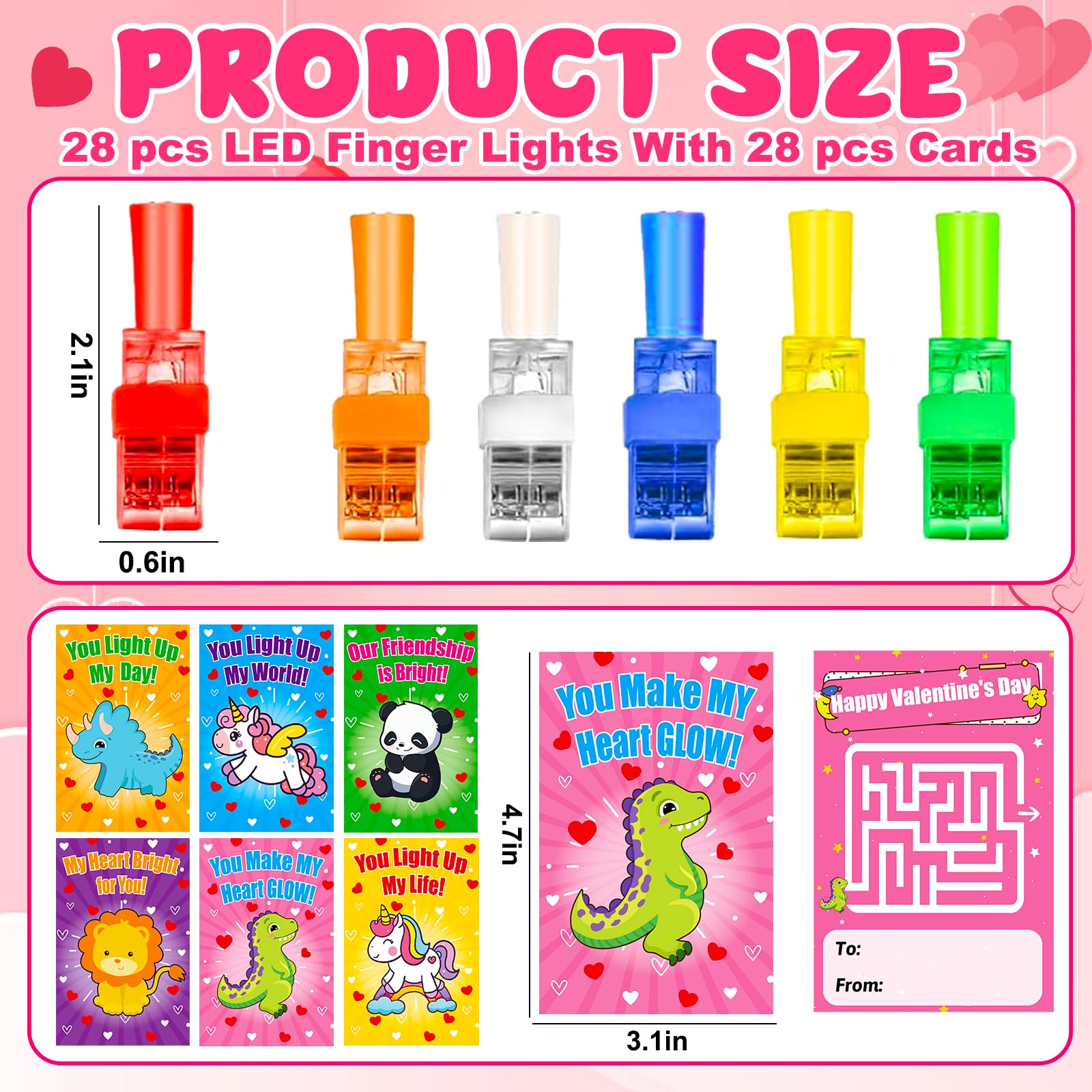 Foto 4 pulgar | Luces Led Con Dedos Augtoy, Tarjetas De San Valentín Para Niños, 28 Unidades - Venta Internacional.