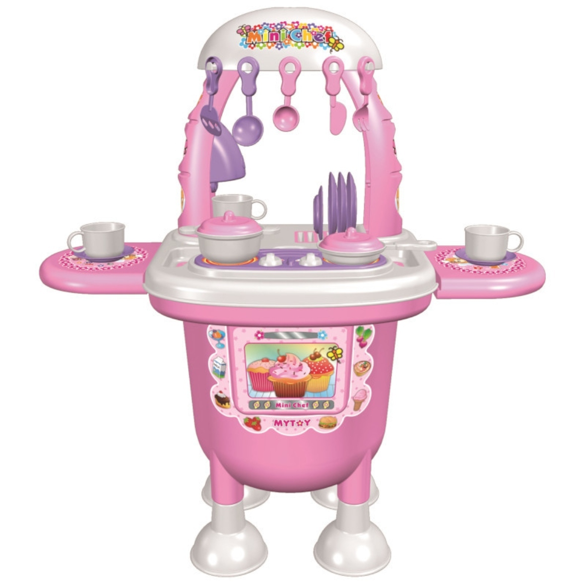 Cocina Mini Chef Mytoy color Rosa con 15 Accesorios