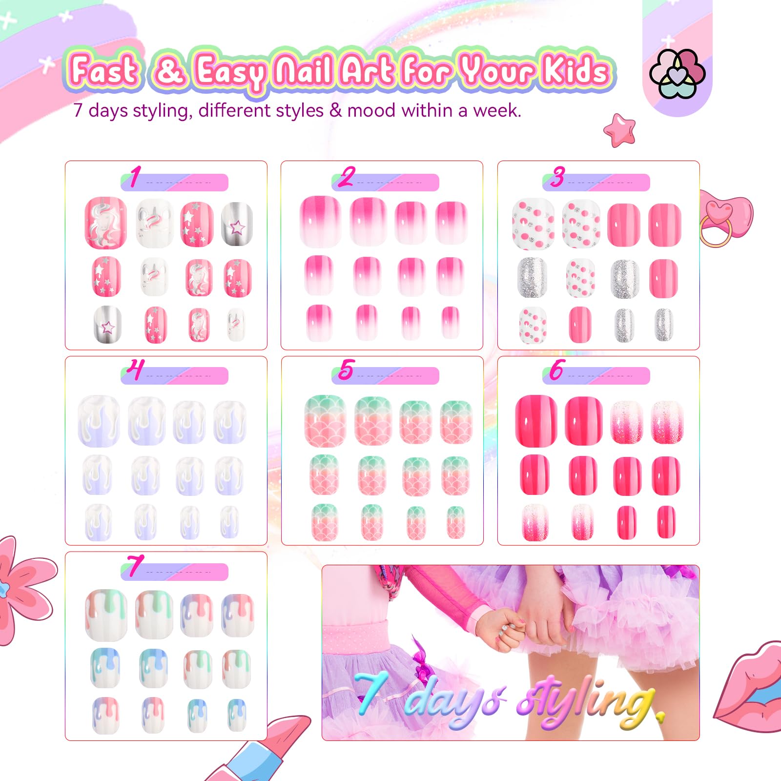Foto 3 pulgar | Press On Nails Saviland, Paquete De 7 Unidades, 168 Unidades, Para Niños De 8 A 12 Años - Venta Internacional.