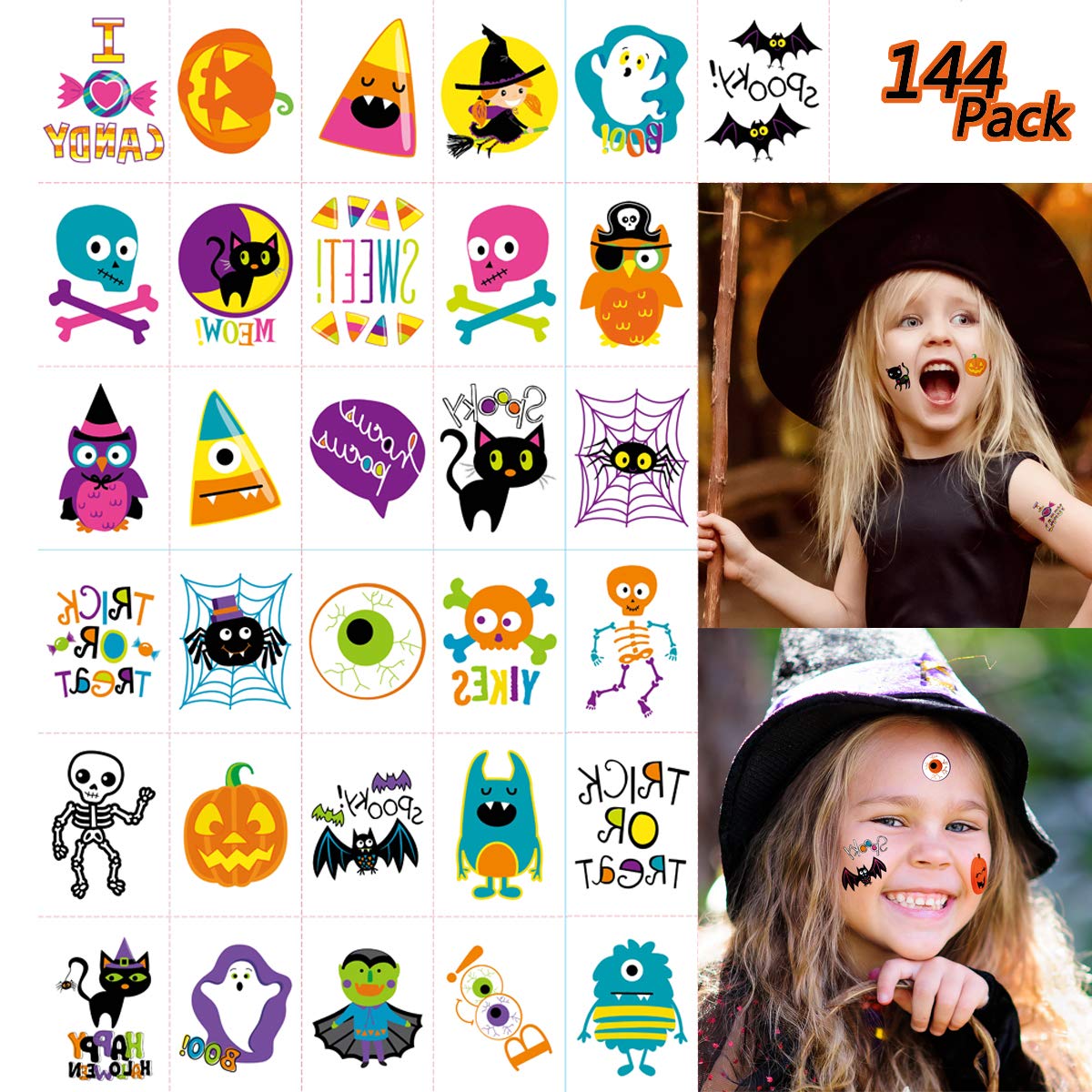 Tatuajes Temporales Bolzra Halloween 144 Unidades Para Niños Con 72 Diseños - Venta Internacional.