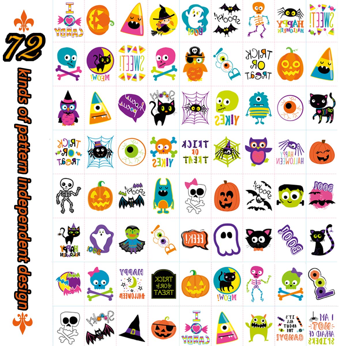 Foto 3 pulgar | Tatuajes Temporales Bolzra Halloween 144 Unidades Para Niños Con 72 Diseños - Venta Internacional.