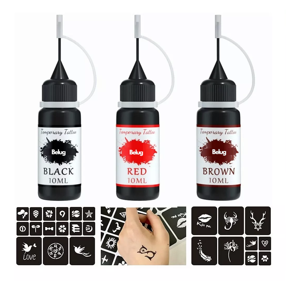 Foto 5 | Kit Básico Para Tatuajes Belug Henna Natural Temporales Multicolor