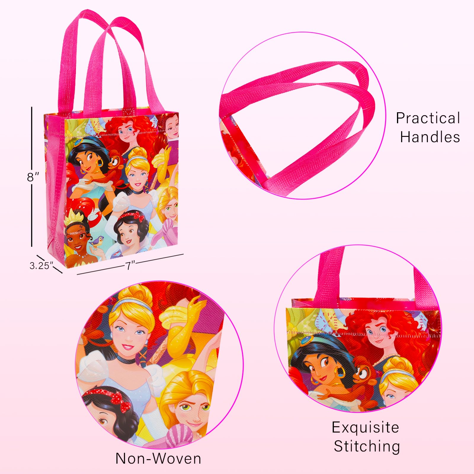 Foto 2 | Set De Bolsas Para Regalo De Fiesta Con Princesas De Disney, Paquete De 24 Para Niños - Venta Internacional.