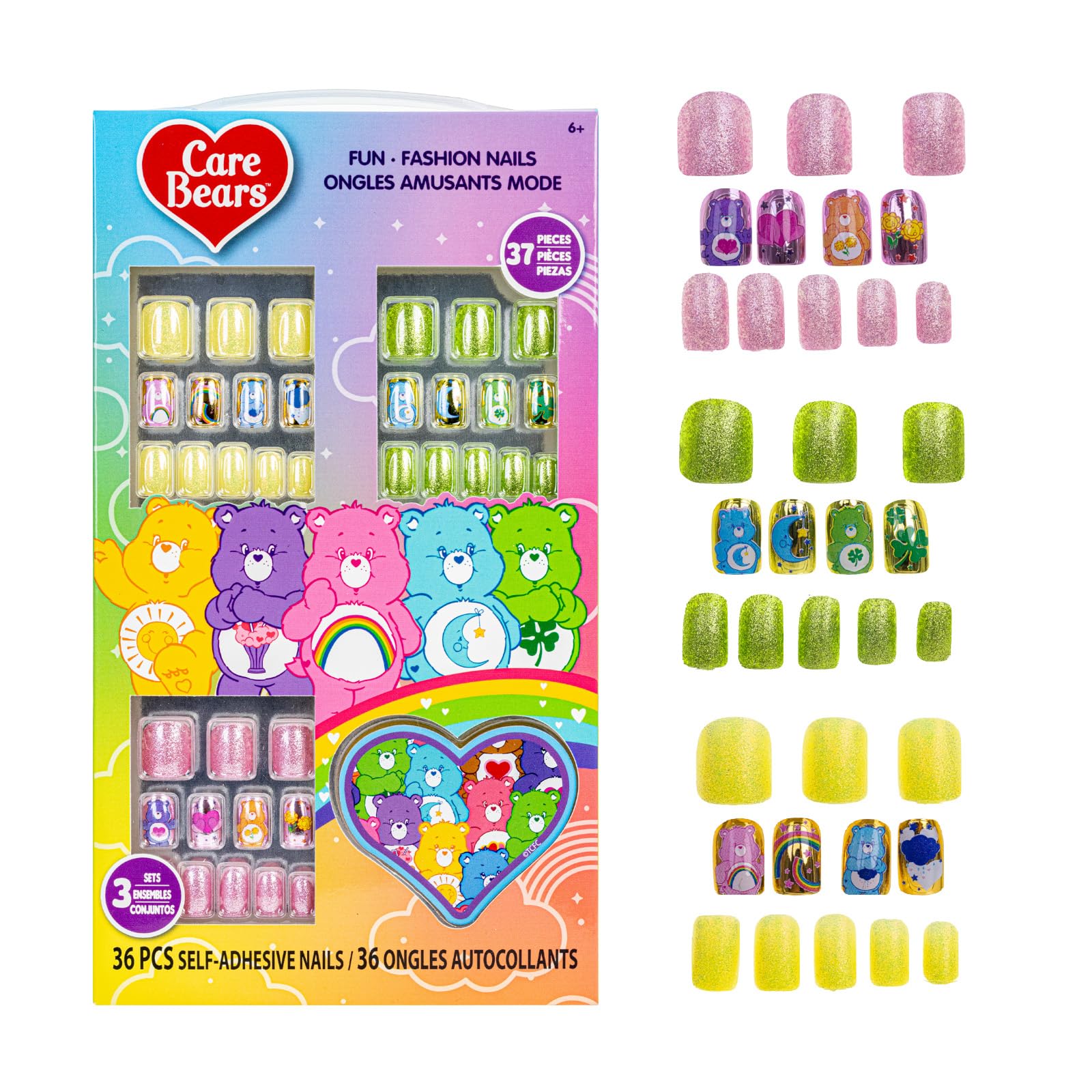 Press On Nails Townley Girl Care Bears 36 Unidades Para Niños Mayores De 6 Años - Venta Internacional.