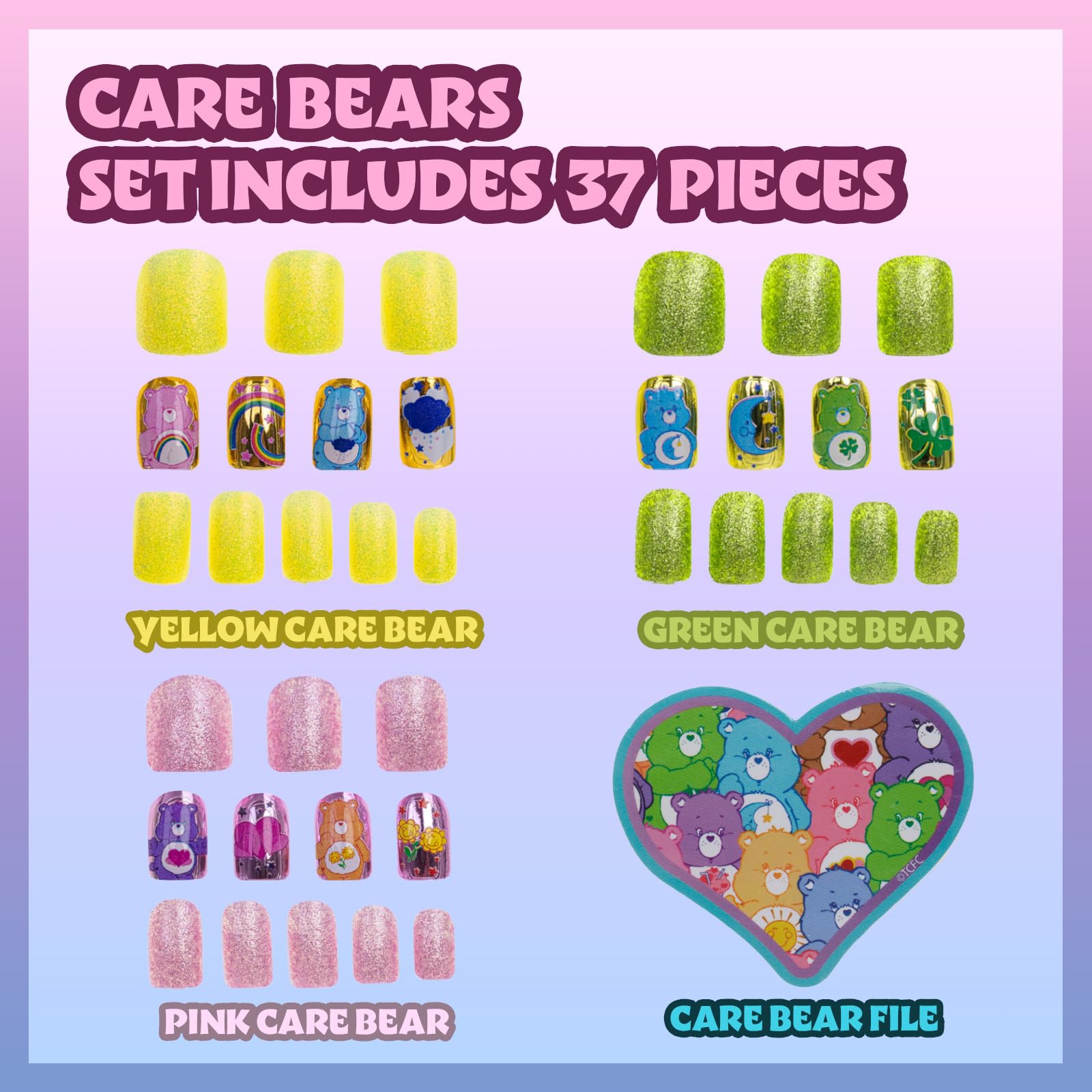 Foto 3 pulgar | Press On Nails Townley Girl Care Bears 36 Unidades Para Niños Mayores De 6 Años - Venta Internacional.