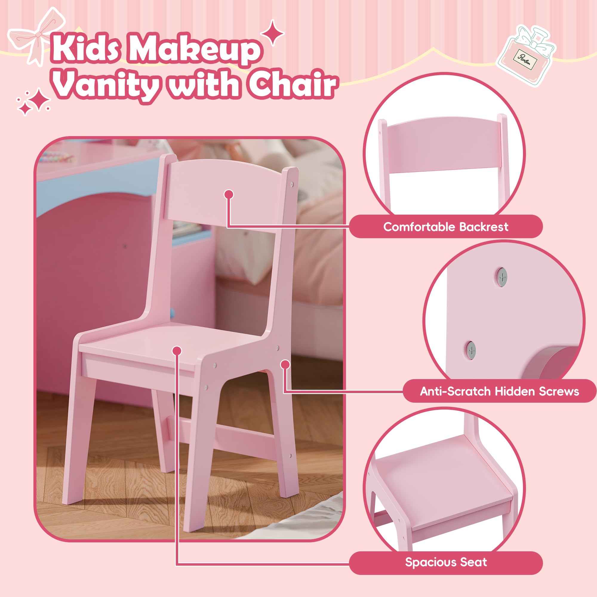 Foto 6 | Set De Tocador Mu Kids Princess Con Espejo Iluminado Y Almacenamiento Azul - Venta Internacional.