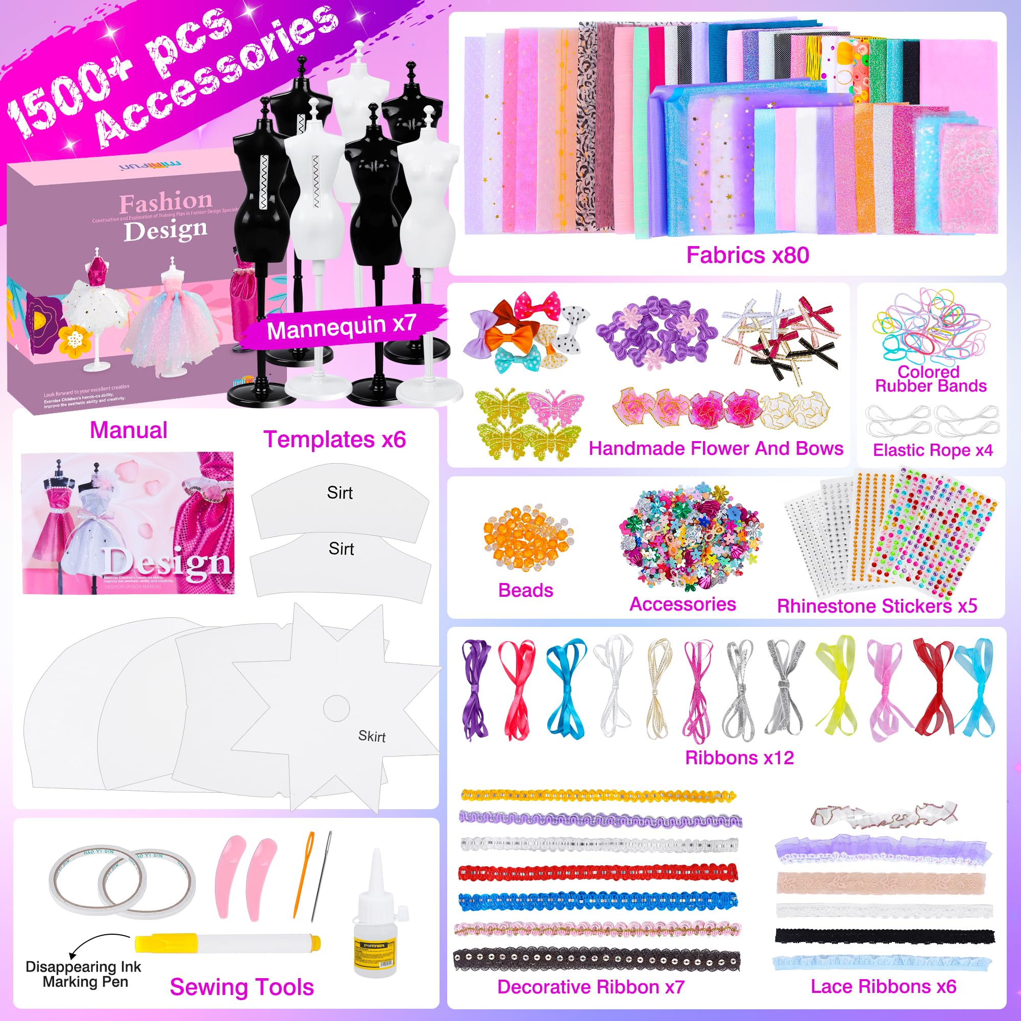 Foto 4 pulgar | Kit De Diseñador De Moda Minifun Con Más De 1500 Piezas Para Niñas De 6 A 12 Años - Venta Internacional.