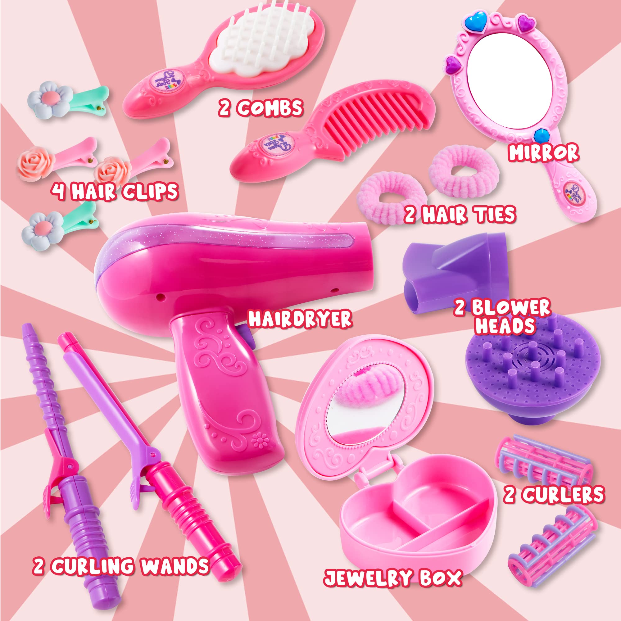 Foto 4 pulgar | Set De Salón De Belleza Joyin Girls Con Secador De Pelo, Espejo Y Más, 17 Piezas - Venta Internacional.
