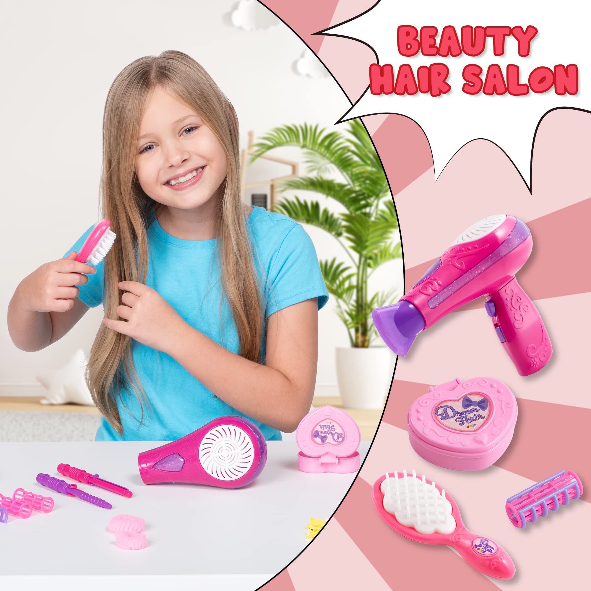 Foto 6 pulgar | Set De Salón De Belleza Joyin Girls Con Secador De Pelo, Espejo Y Más, 17 Piezas - Venta Internacional.