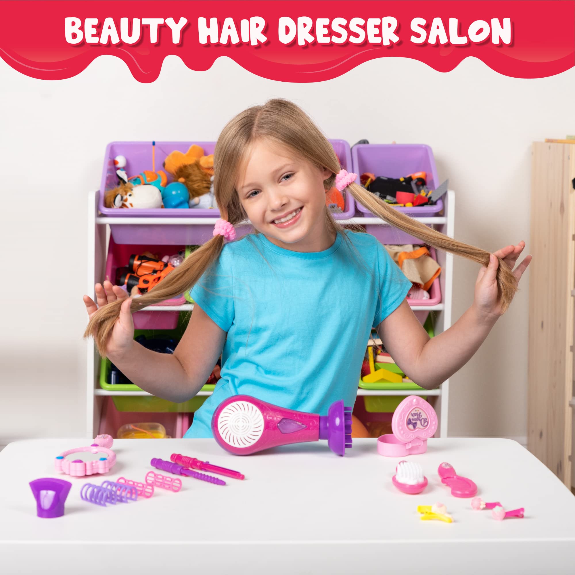 Foto 7 pulgar | Set De Salón De Belleza Joyin Girls Con Secador De Pelo, Espejo Y Más, 17 Piezas - Venta Internacional.