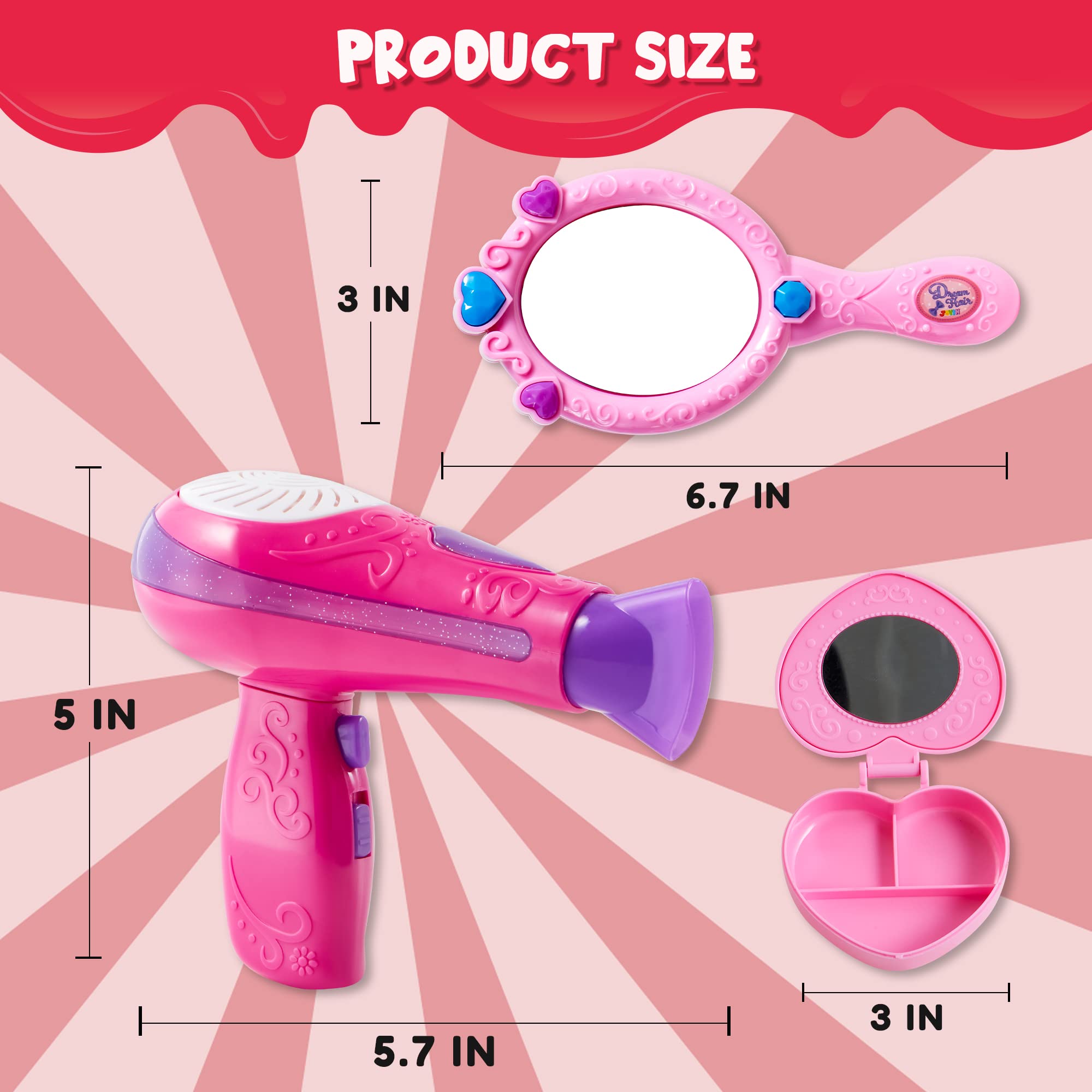 Foto 8 pulgar | Set De Salón De Belleza Joyin Girls Con Secador De Pelo, Espejo Y Más, 17 Piezas - Venta Internacional.